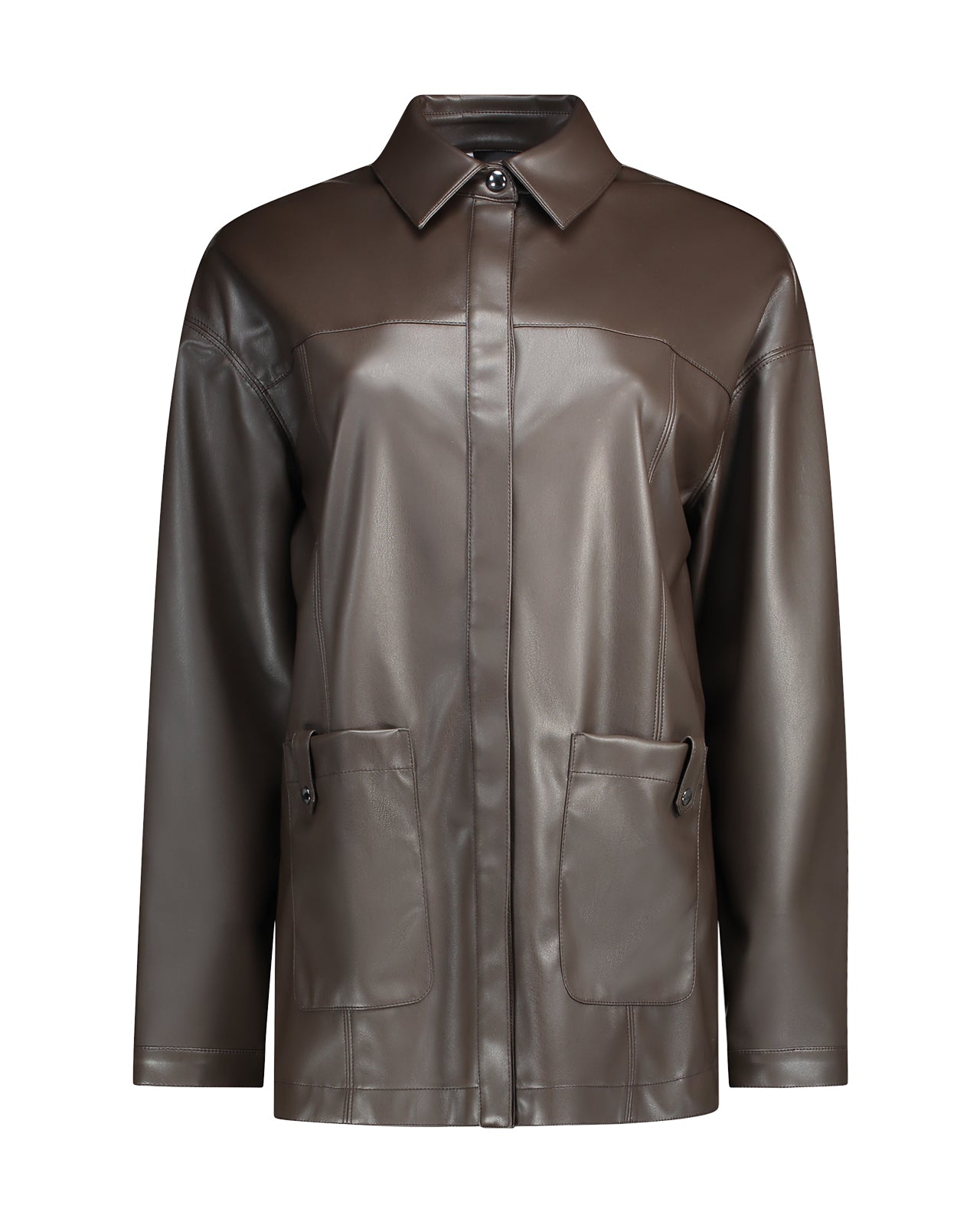 Max Mara Leisure Giacca Quantum ecopelle jersey marrone - Main Image