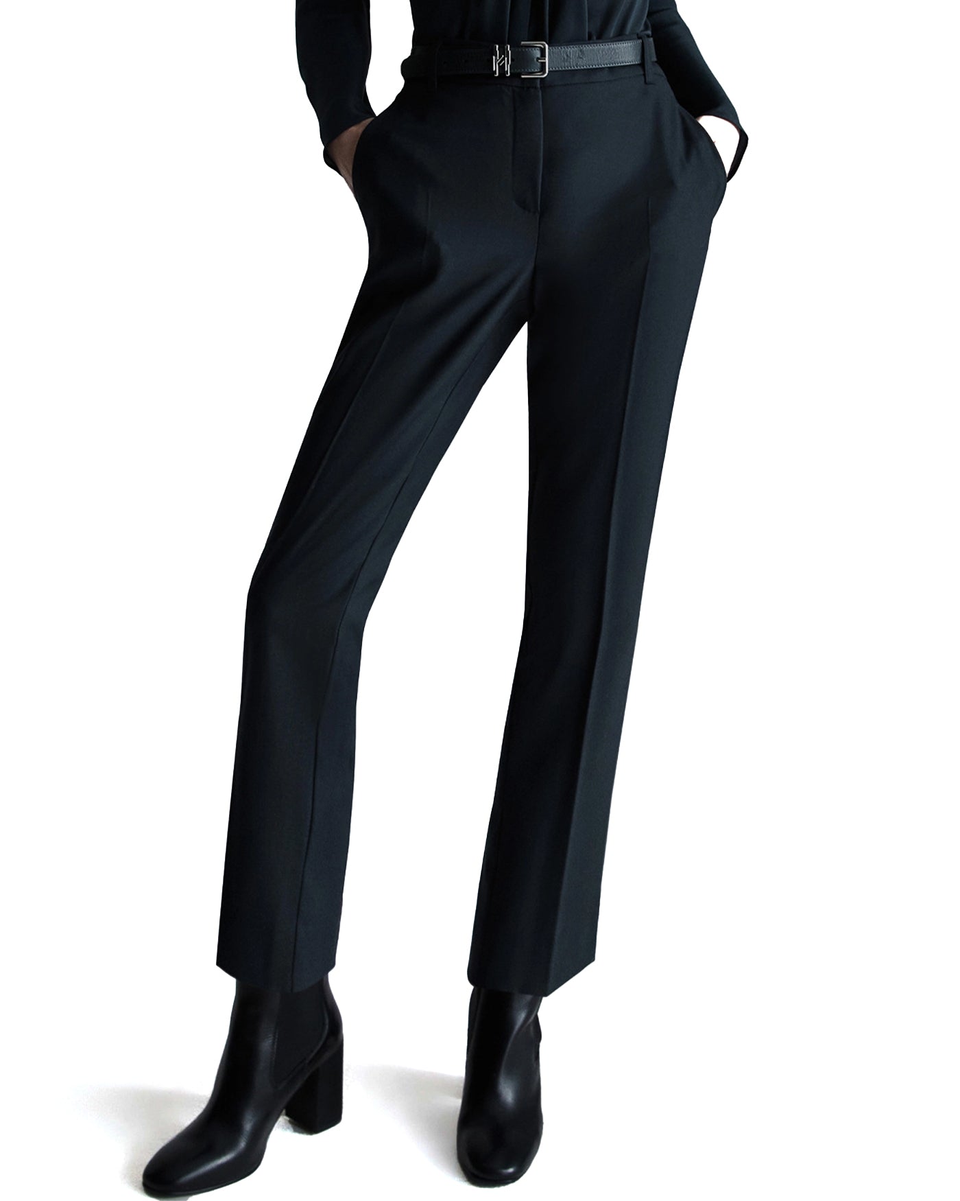 Pantalon Femme 100% Laine Anthracite - Marque Laurel - Taille 46 - Coupe Confortable Haute