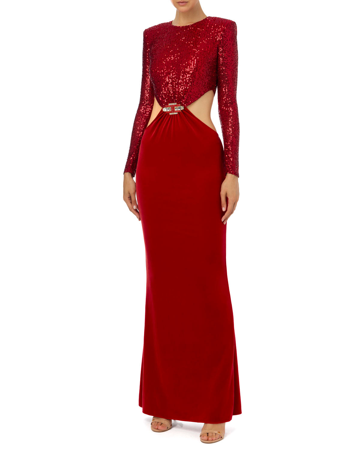 red dress elisabetta franchi Elisabetta Franchi cut-outs chain-detail Maxi Dress | Red