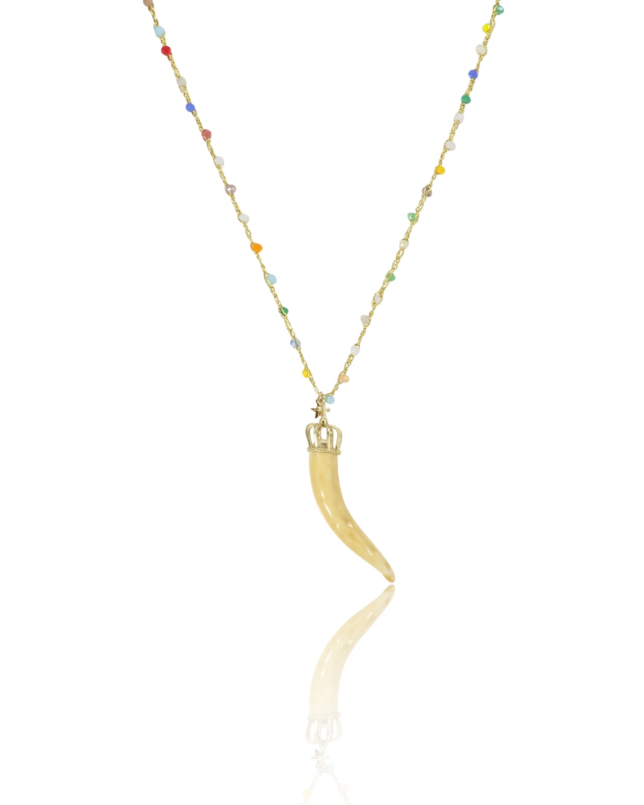 Rush | Collana lunga oro corno ceramica beige – lemlò