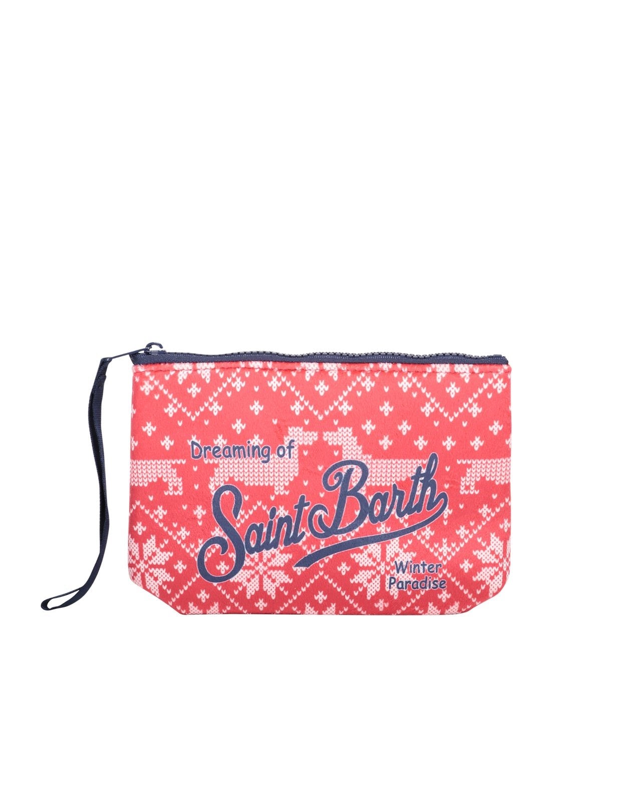 Pochette MC2 Saint Barth Aline W in neoprene effetto velluto Bianco-Fuxia