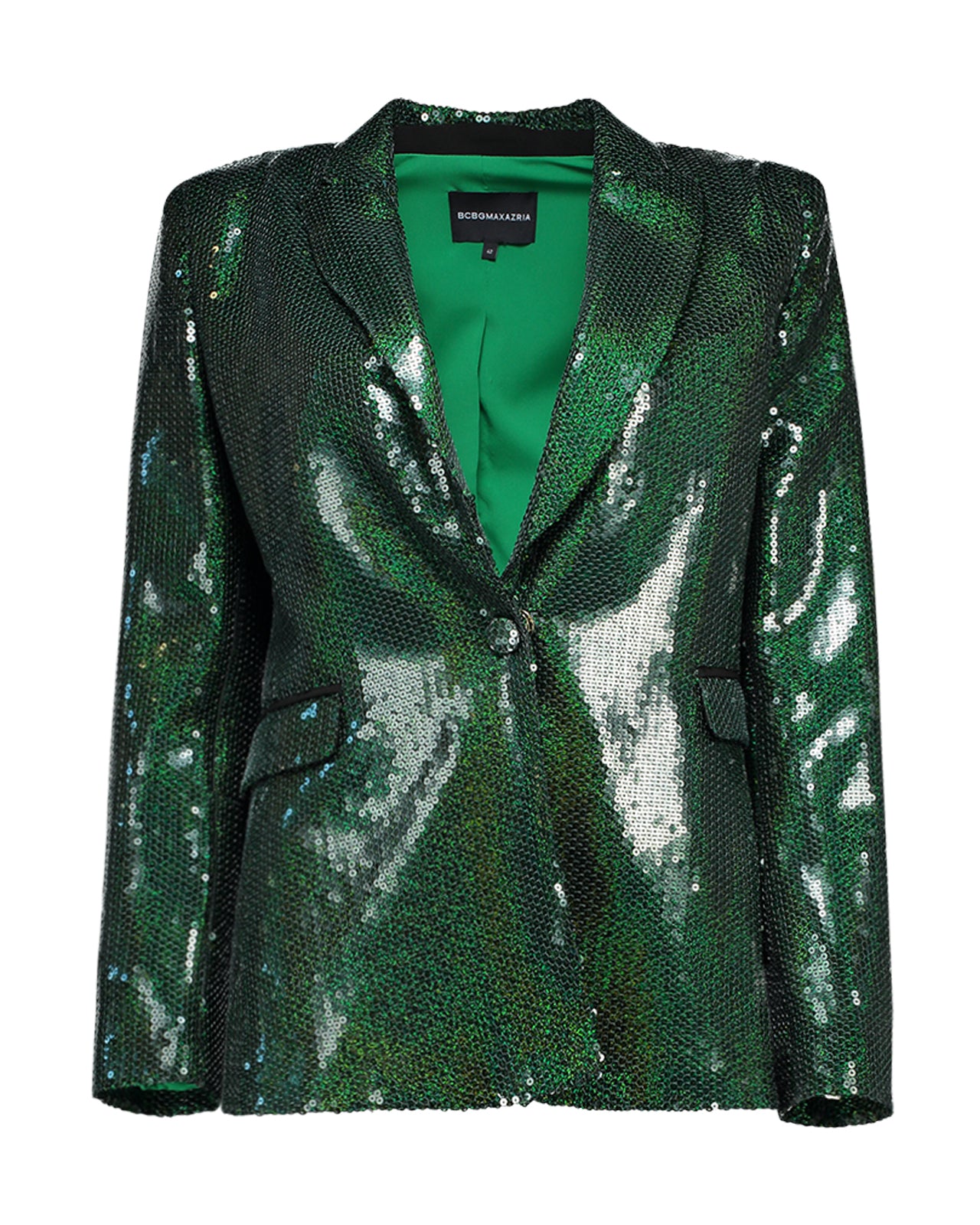 BCBGMAXAZRIA Emerald green sequined blazer leml