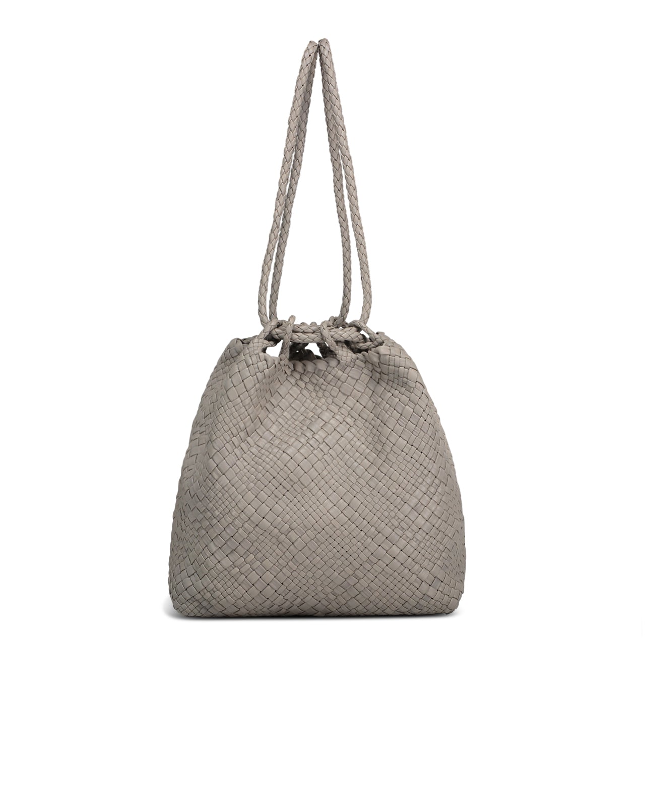 Borsa Da Spiaggia Isabella Fiore In Tela E Pelle Grigio Tortora - Extra Large