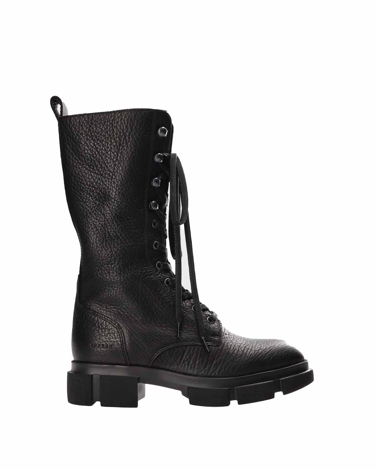 Stivali Anfibi Alti Chunky Boots con Tasca Platform Pelle Nero Stivali Anfibi Alti Chunky Boots con Tasca Platform Pelle Nero