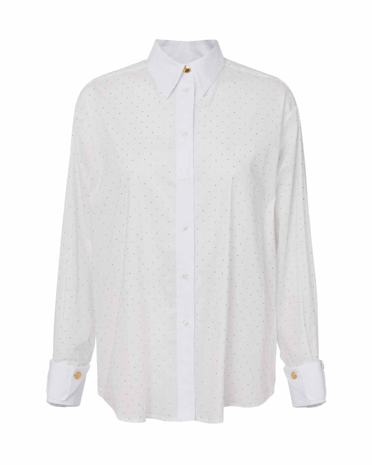 Elisabetta Franchi Camicia cotone bianca micro strass – lemlò