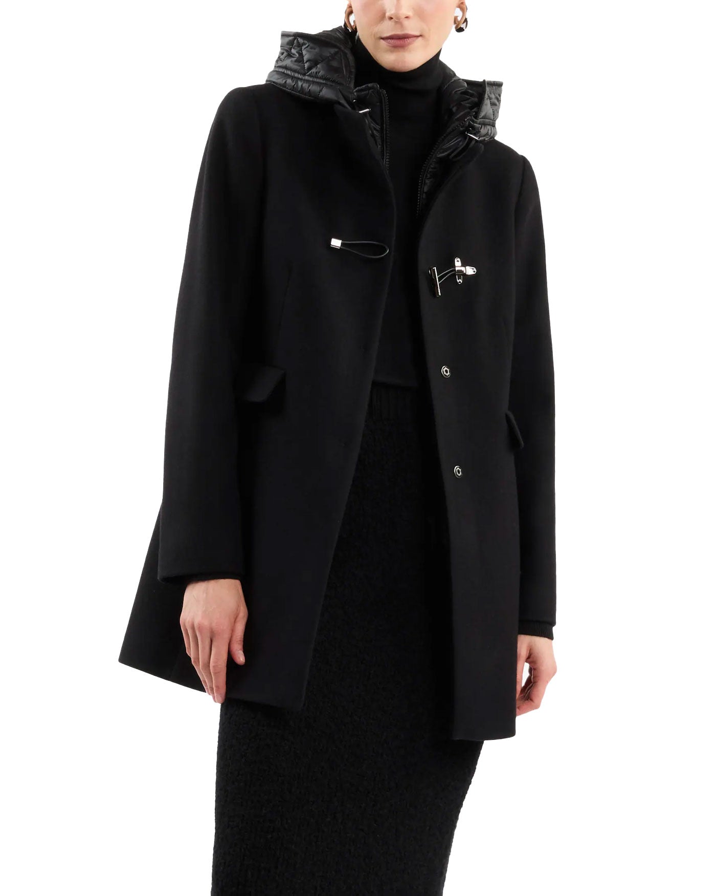 Fay Cappotto Toggle Coat DB Front Nylon nero – lemlò