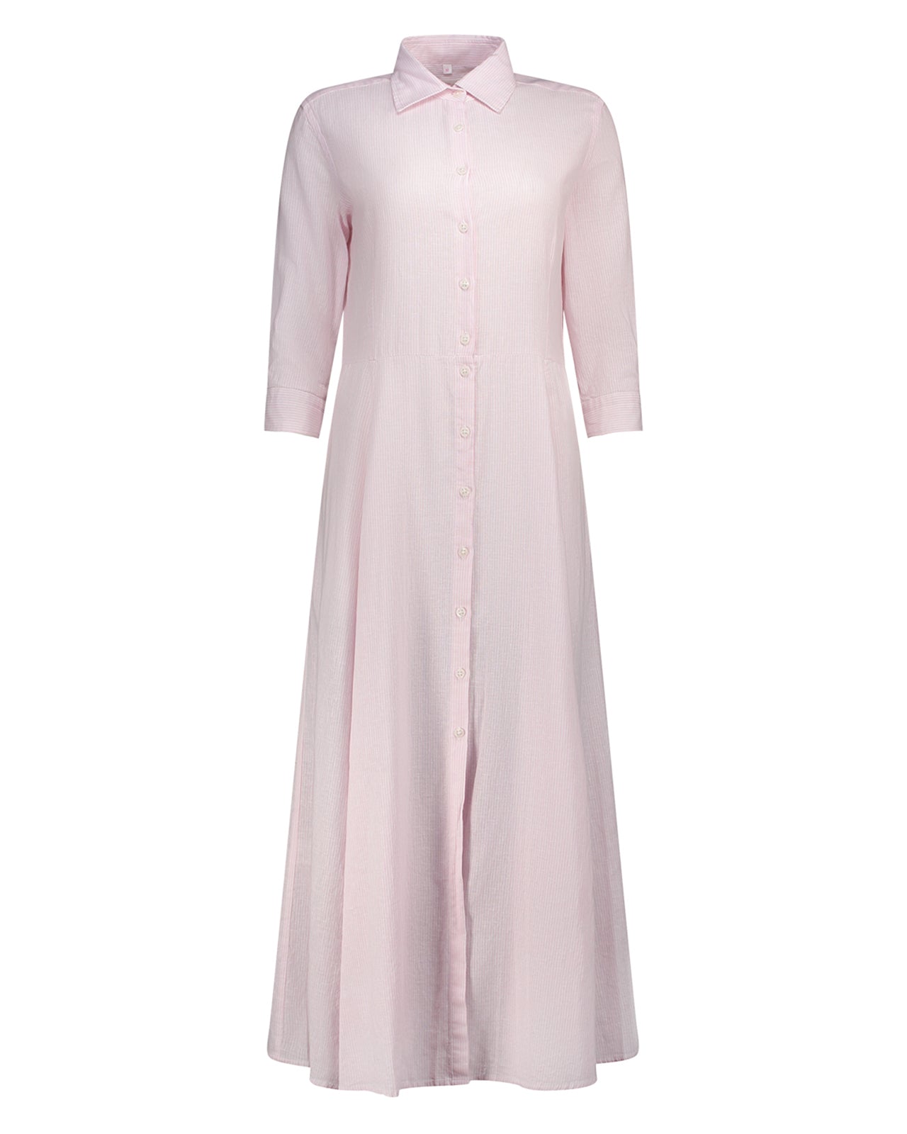 Bastoncino Abito chemisier lungo righe rosa