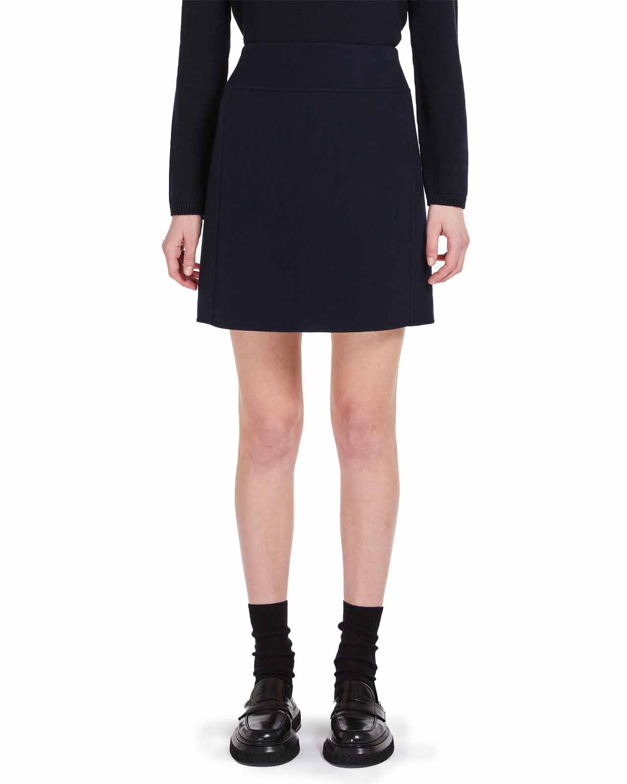 スカート S MAX MARA MINI SKIRT IN MIDNIGHT BLUE WOOL S Max Mara | Midnight blue wool Ali skirt – lemlò