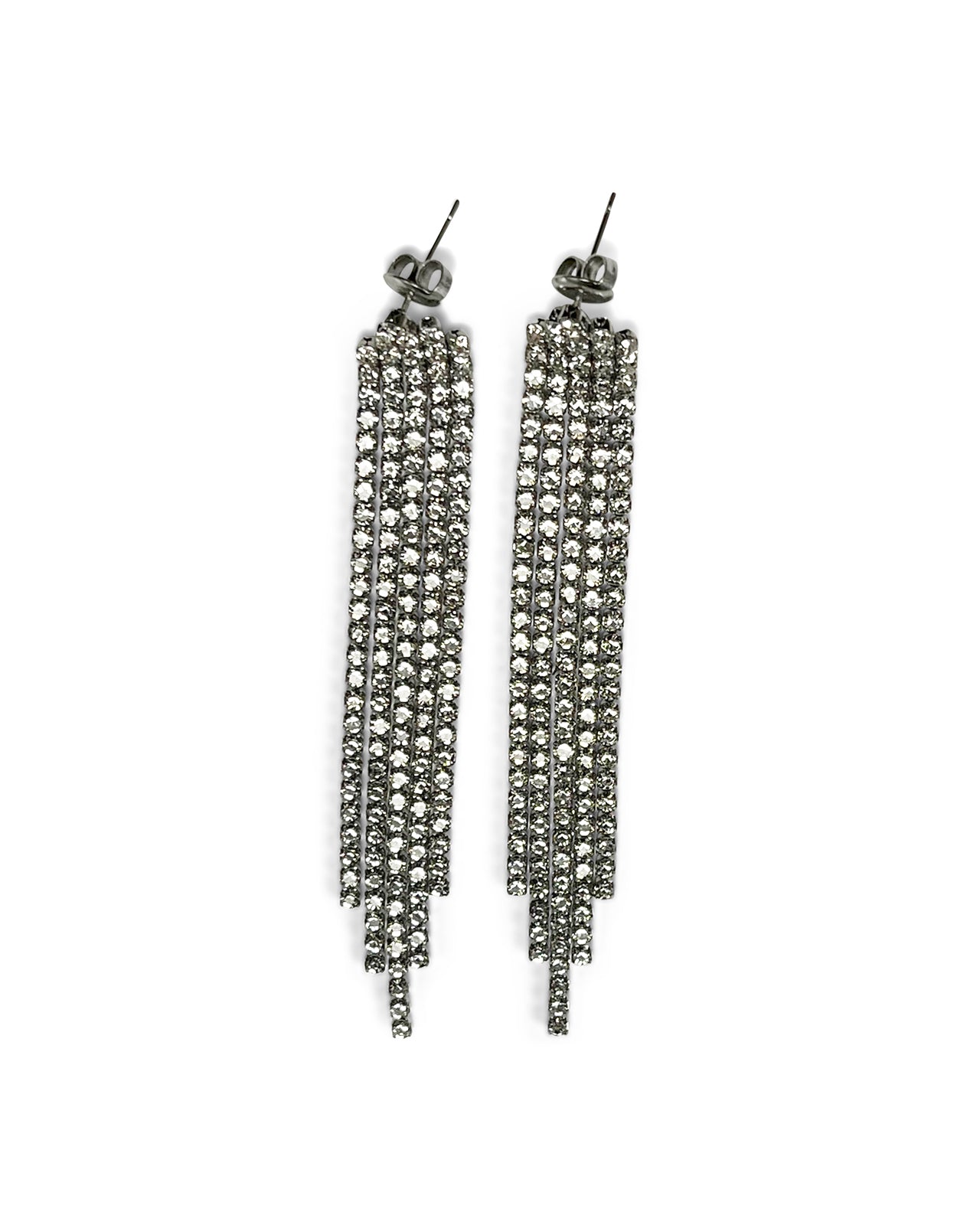 Big SPARKLY CRYSTAL CROSS Dangle 8cm Long Earrings SILVER - Foto 5