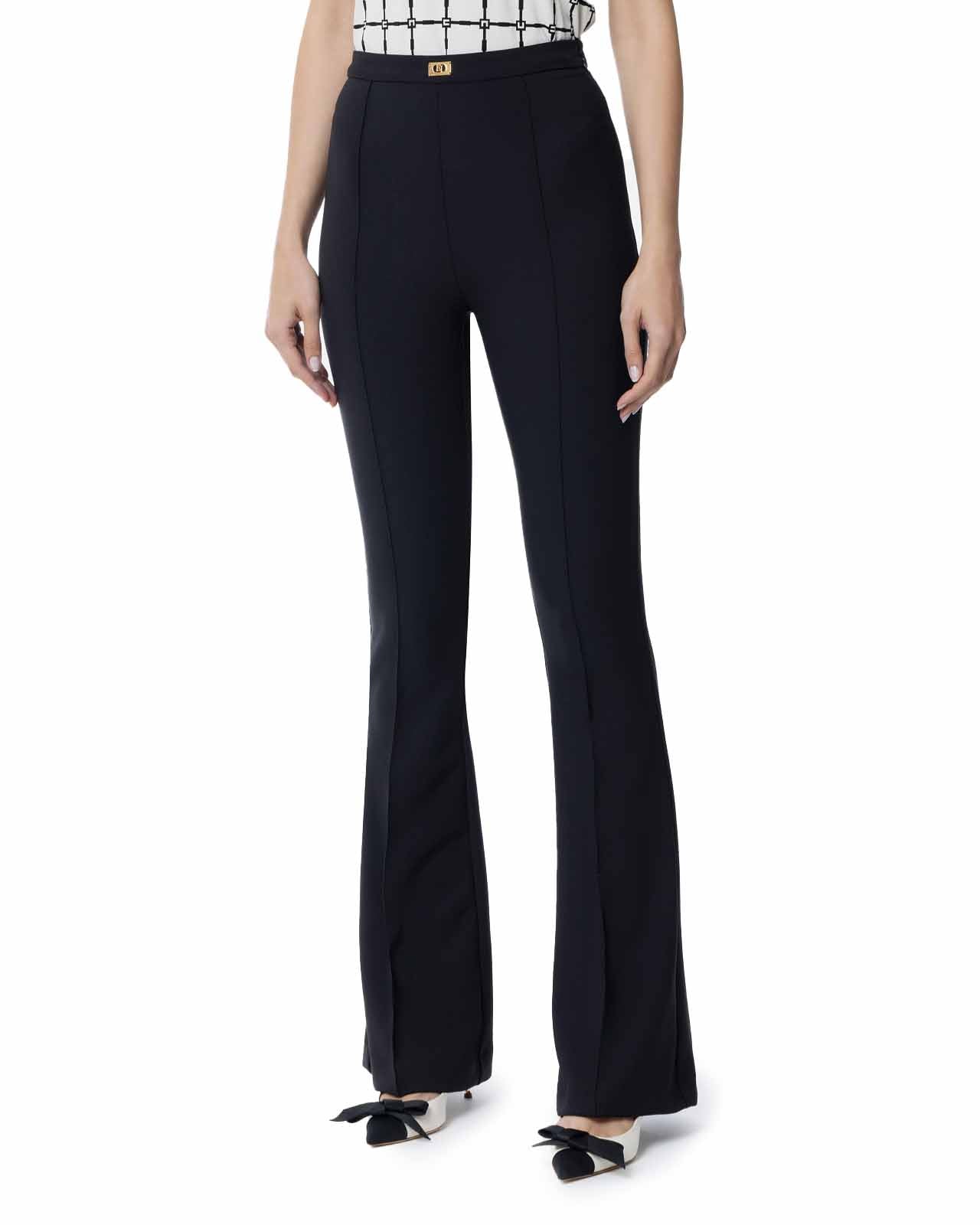 Elisabetta Franchi pantaloni slim in tessuto crepe nero