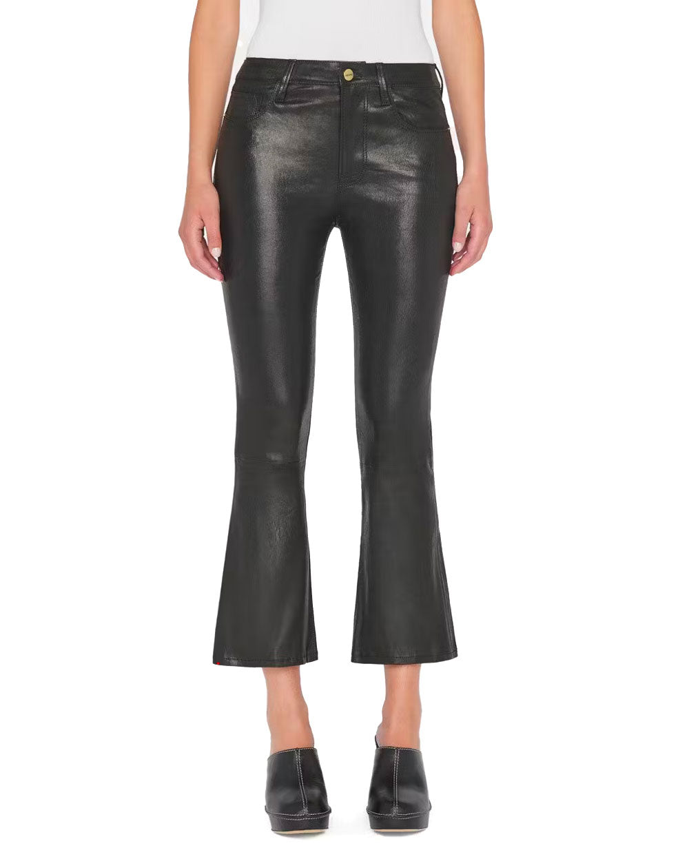 Frame Le Crop Mini Boot black leather trousers1