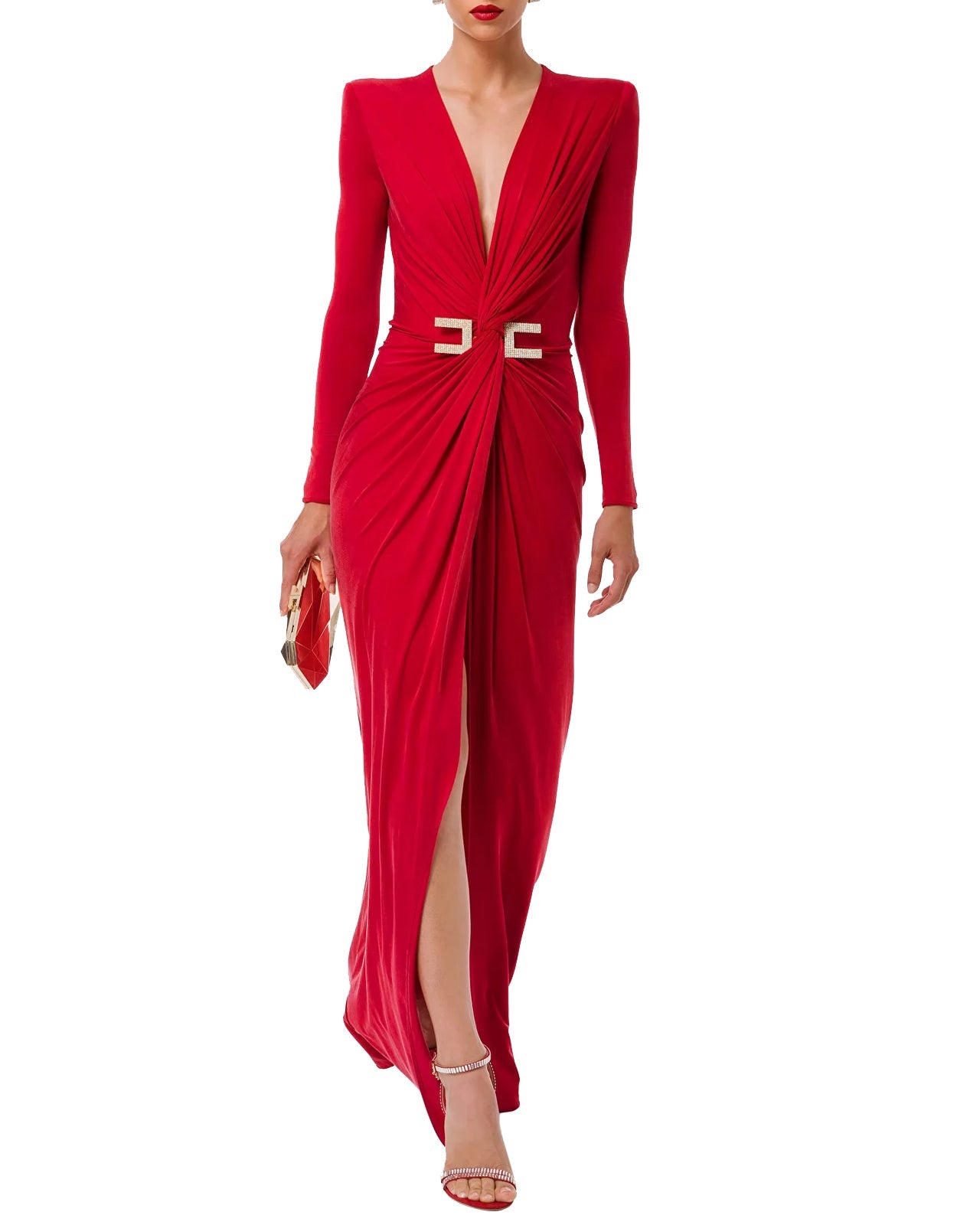 Elisabetta Franchi Abito Red Carpet jersey rosso – lemlò