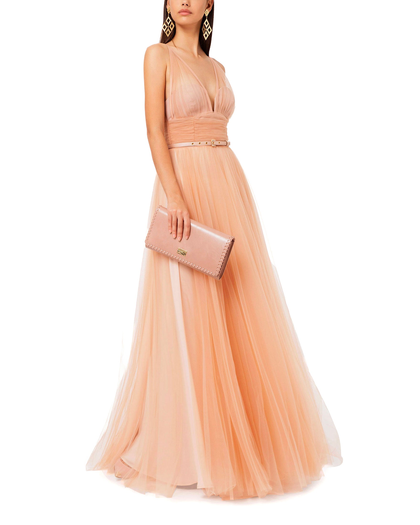 Elisabetta Franchi Abito Lungo Tulle Rosa Carne Leml elisabetta-franchi-abito-lungo-tulle-rosa-carne-leml