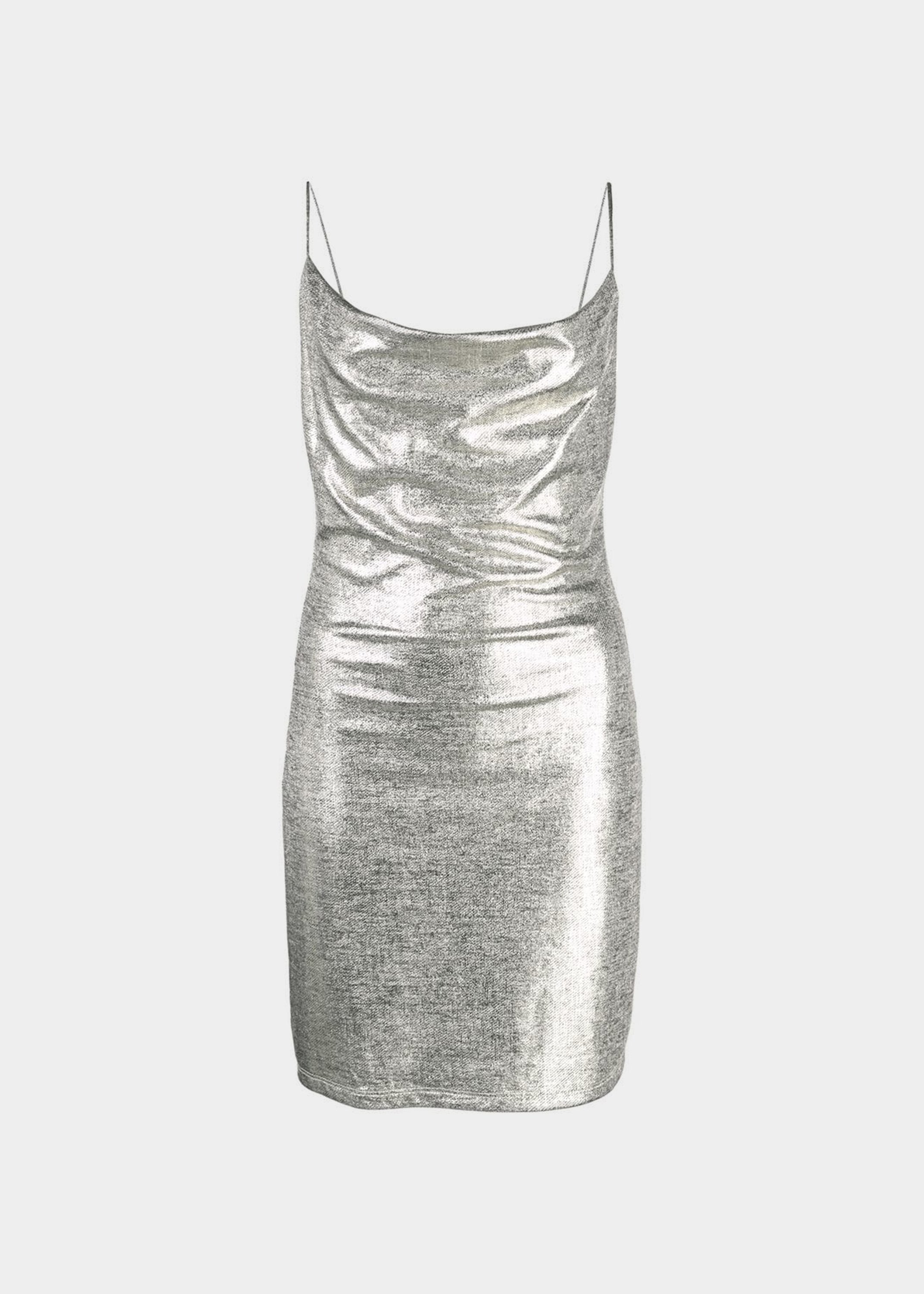 Alice Olivia Harmie silver draped dress lemlo