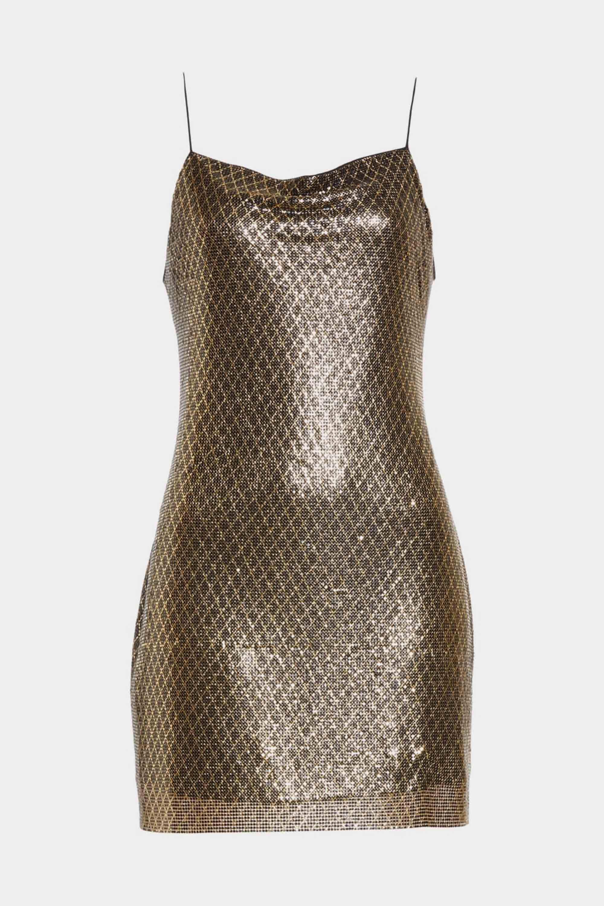 Alice Olivia Harmony Chainmail gold dress