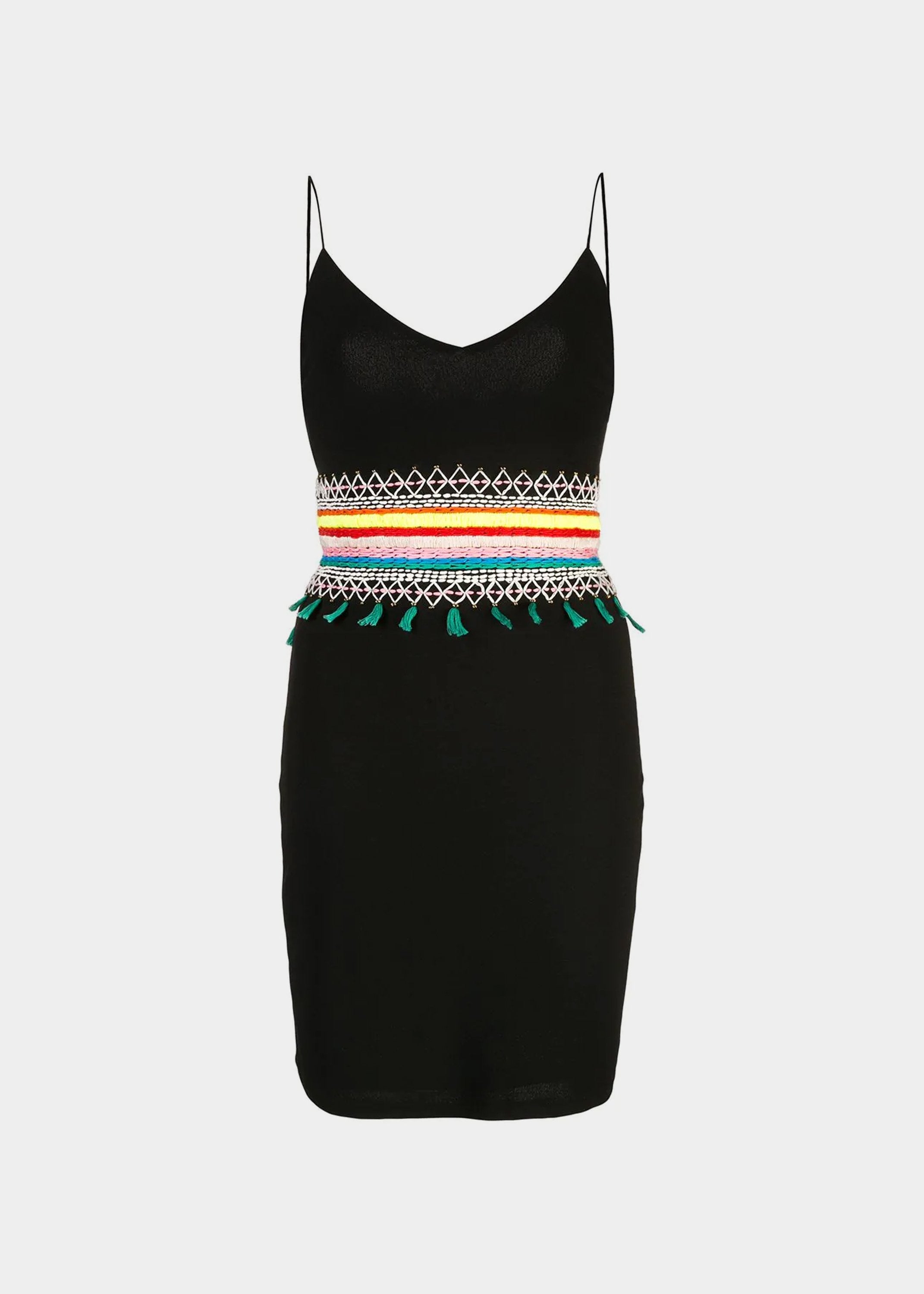 Alice Olivia Loralee black dress with multicolor embroidery