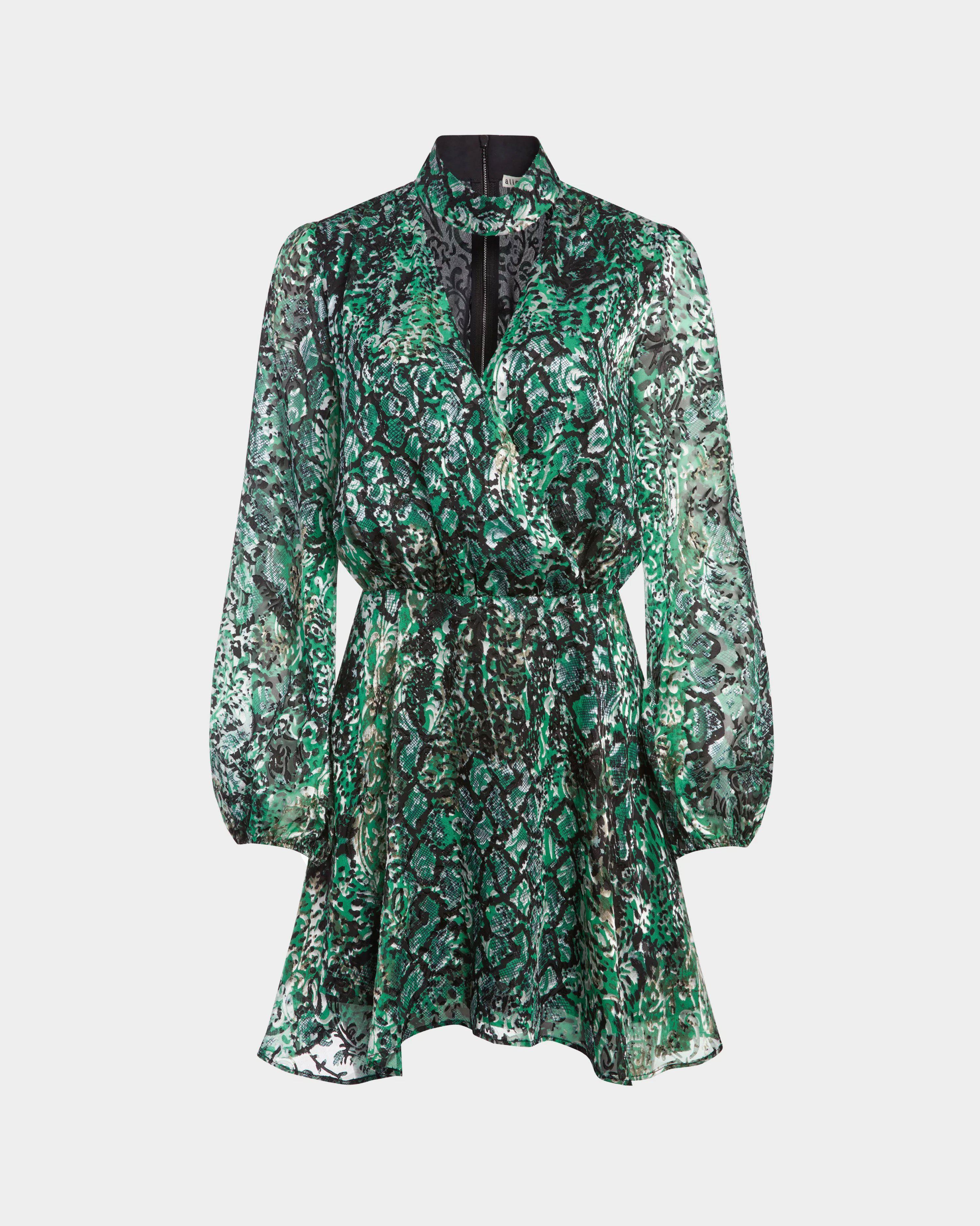 Alice + Olivia | Rita emerald green python dress leml Alice + Olivia | Rita emerald green python dress leml