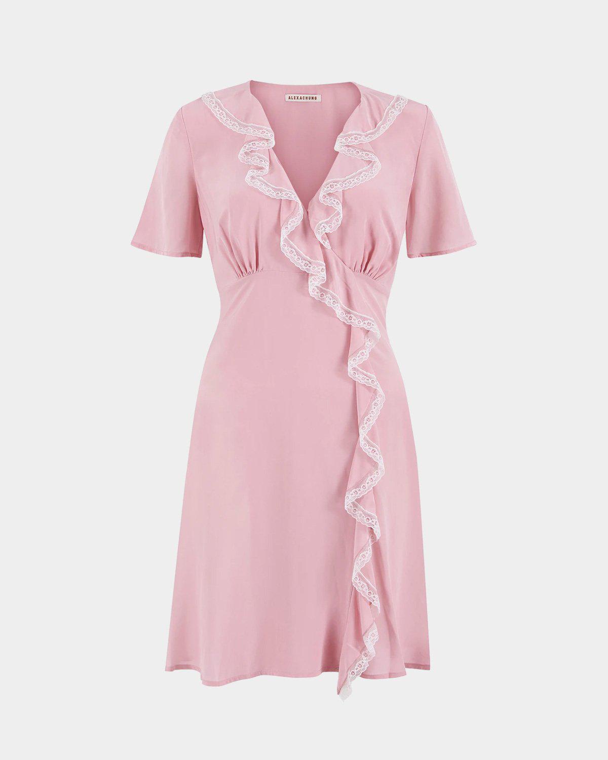 Alexa Chung | Sherylin Ruffle pink dress leml Alexa Chung | Sherylin Ruffle pink dress leml