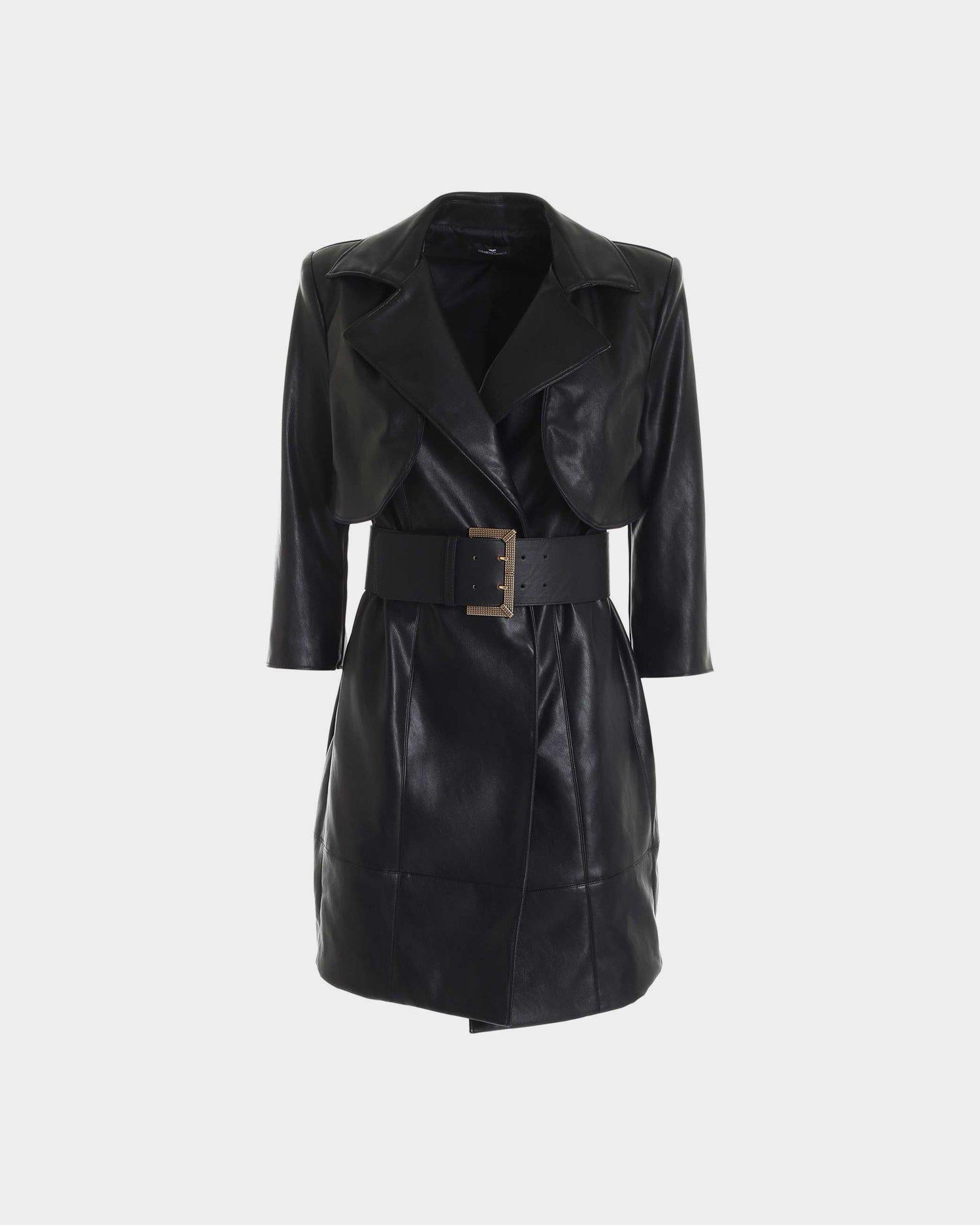 Elisabetta Franchi Abito con revers ecopelle nero lemlo