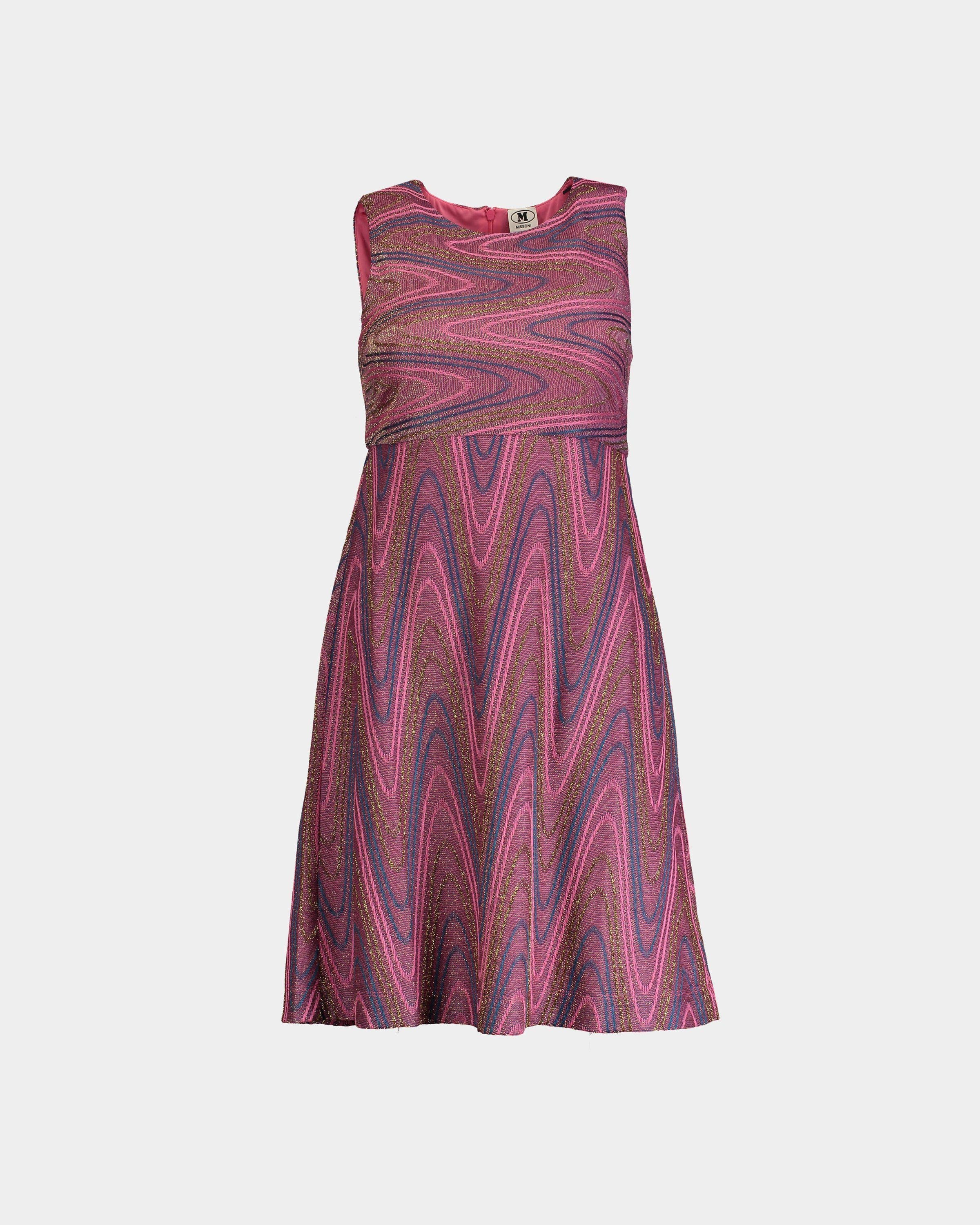 m missoni pink dress M Missoni Pink Wave Pattern Lurex Knit Plisse Maxi Dress S M Missoni