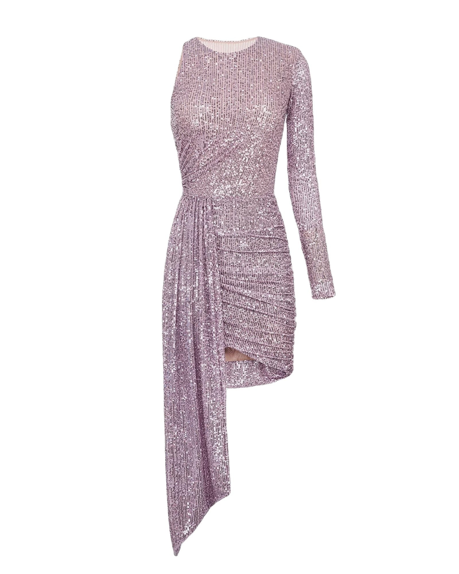 Elisabetta Franchi Abito corto monospalla paillettes glicine