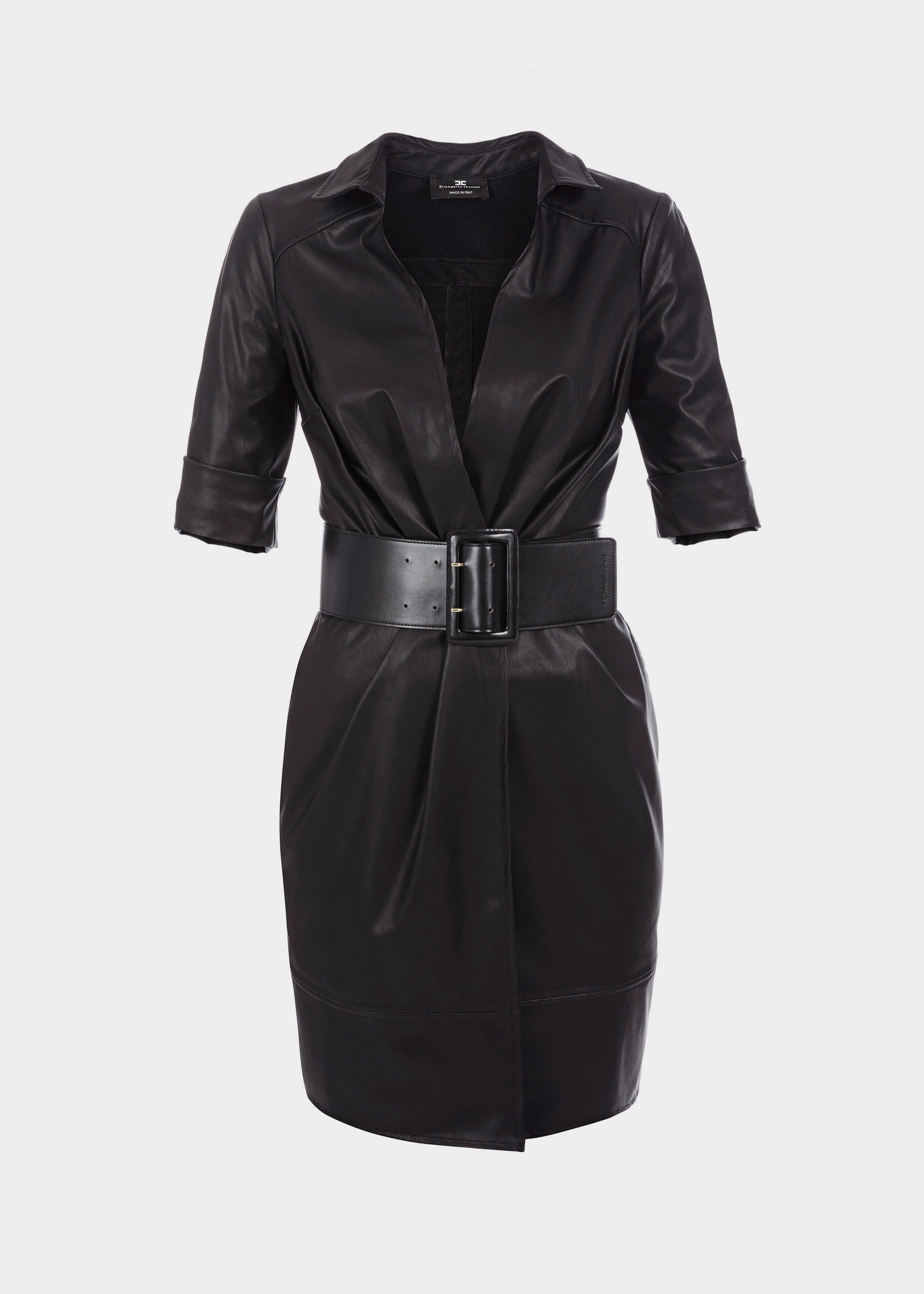 elisabetta franchi leather dress Mini dress with flounce