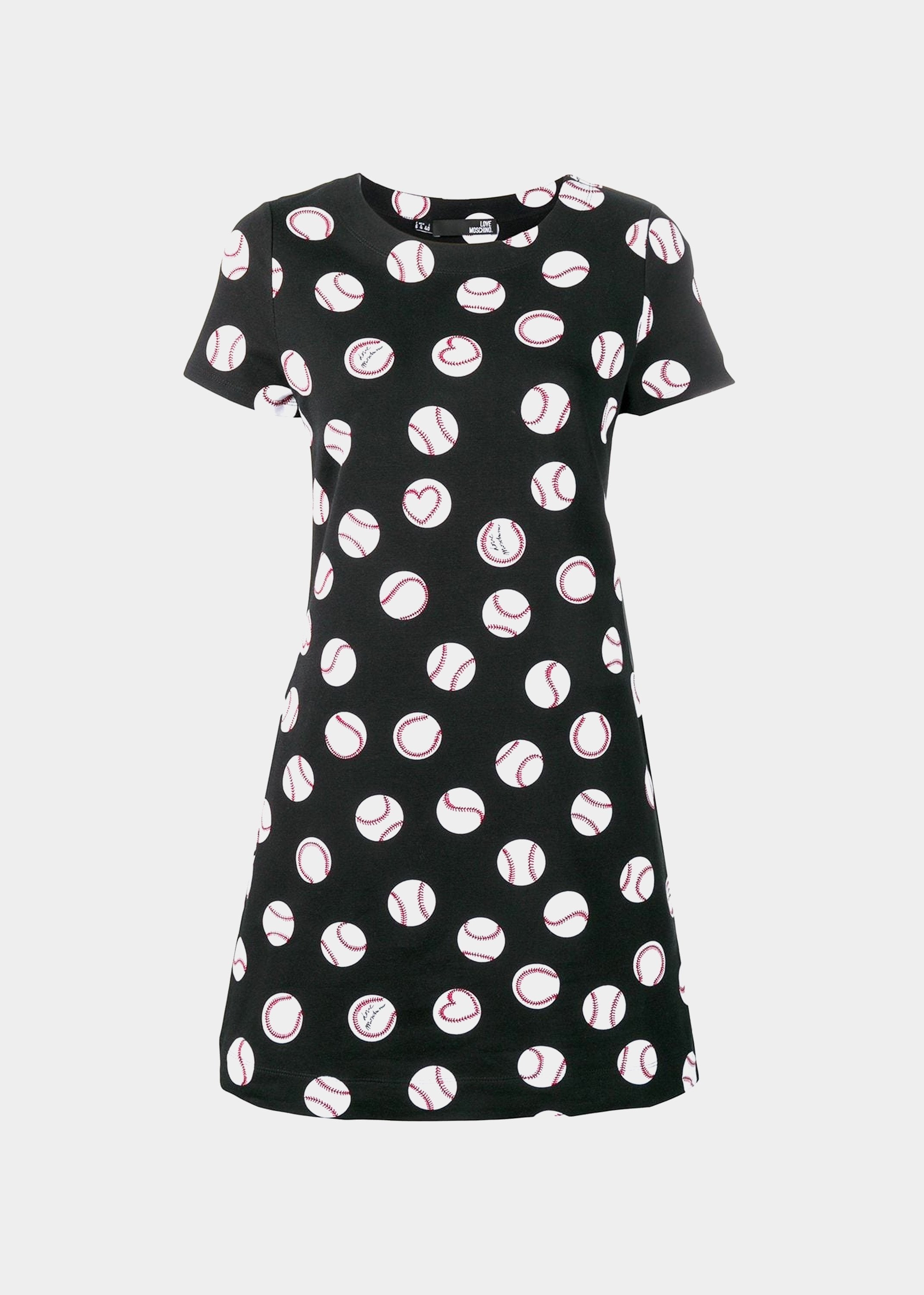 Love Moschino | Black cotton baseball print dress leml Love Moschino | Black cotton baseball print dress leml