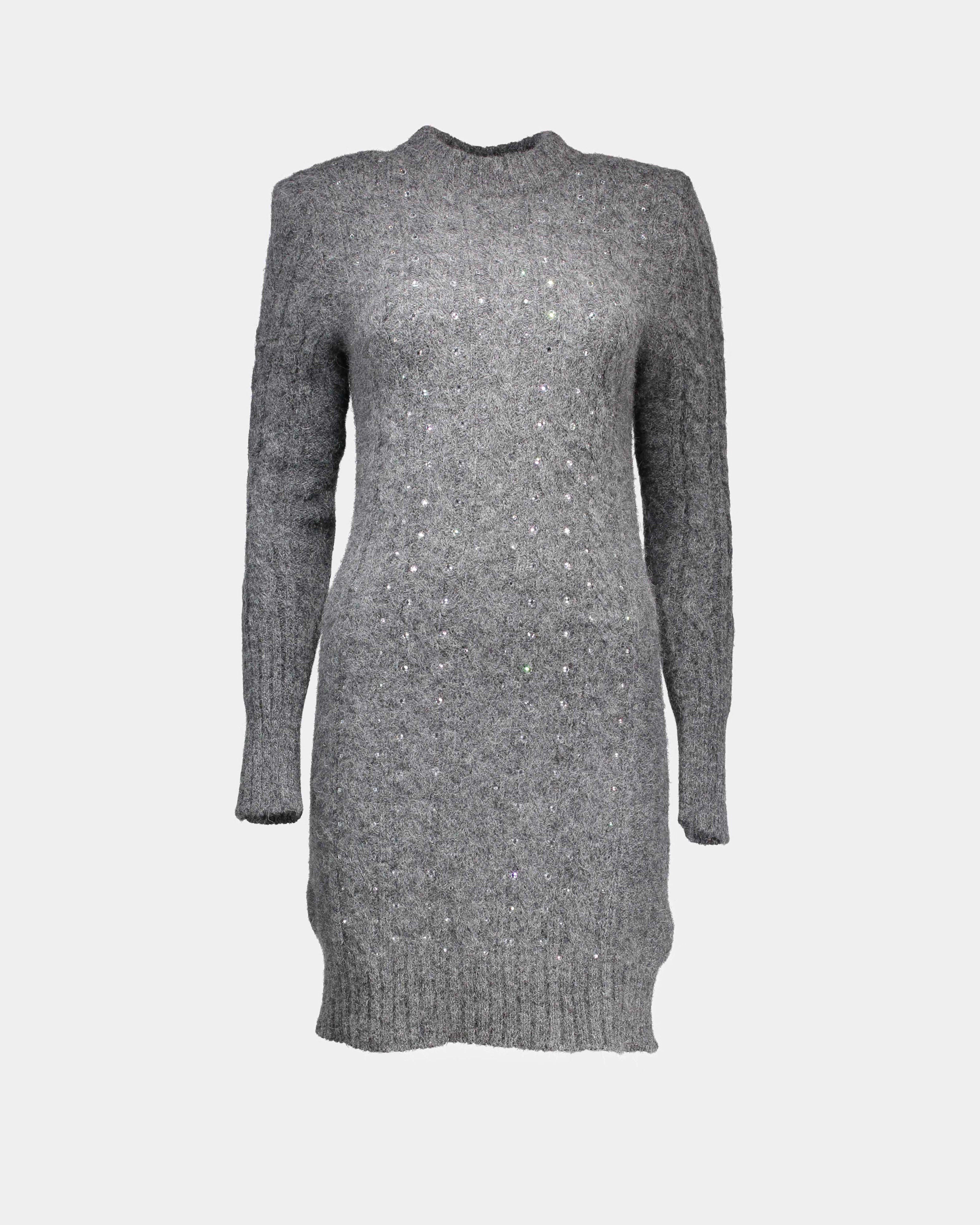 Philosophy di Lorenzo Serafini | Gray knit dress with rhinestones  leml