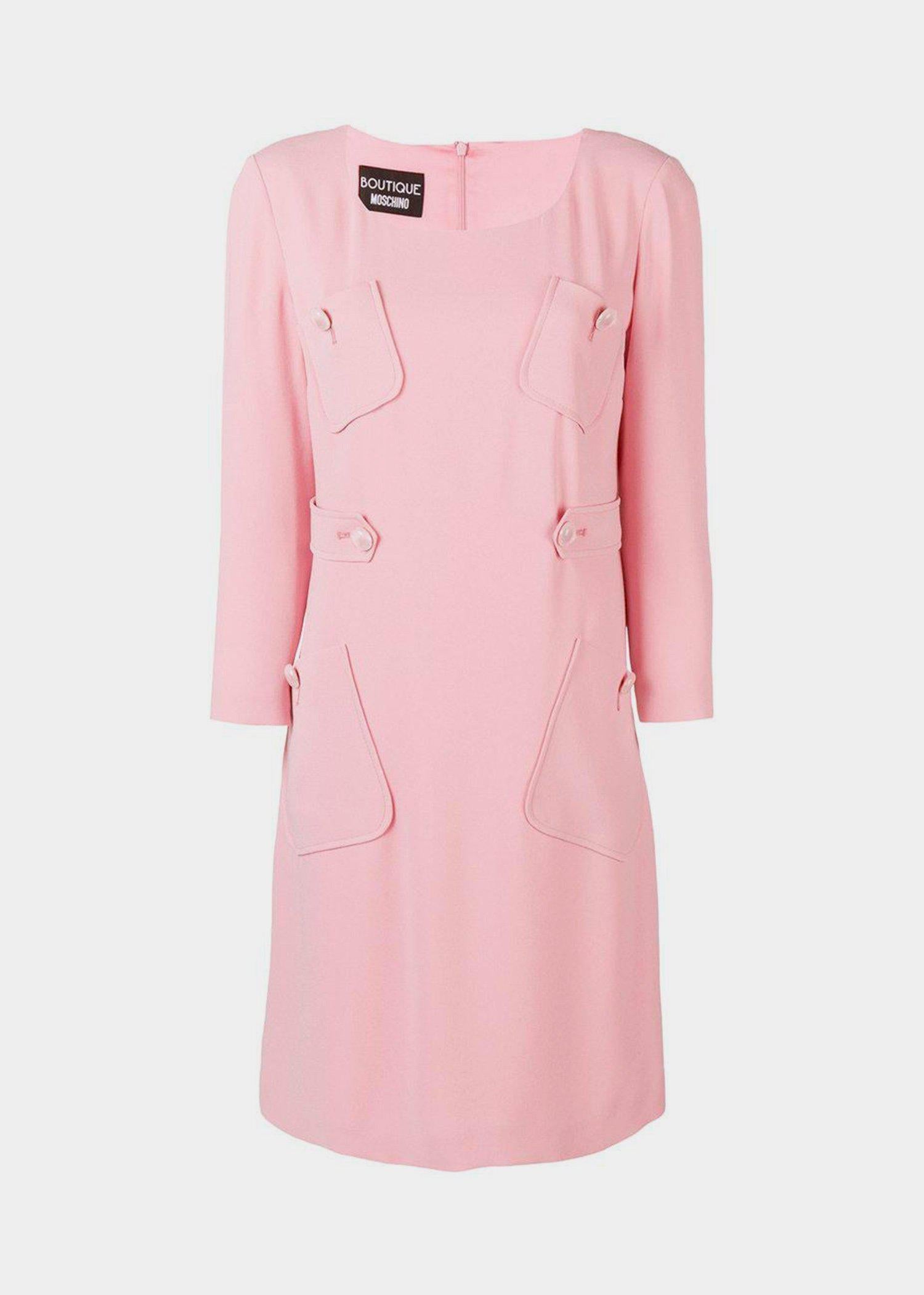boutique moschino pink dress Moschino Floral-print long-sleeved Mini Dress