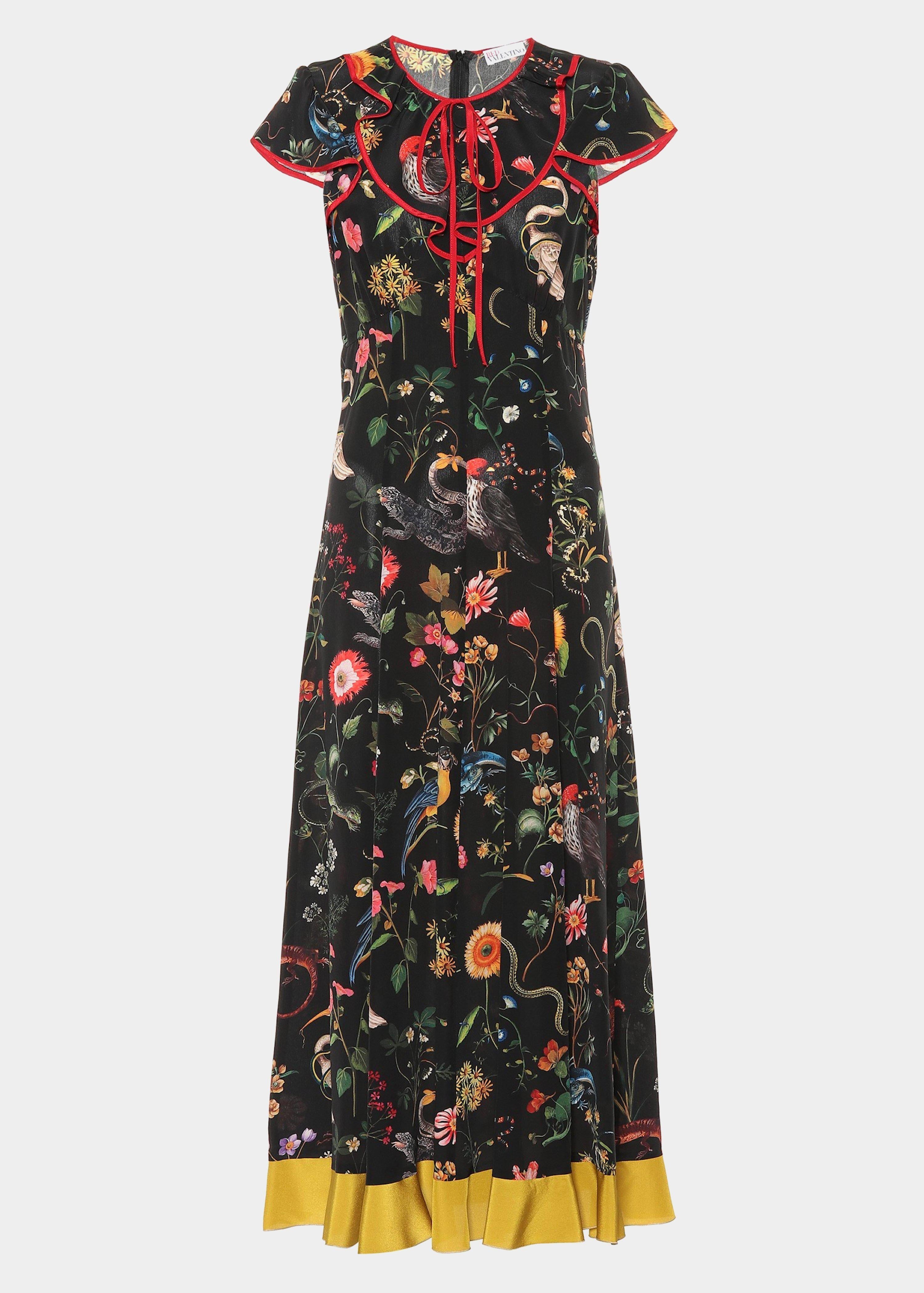 Red valentino floral midi dress online