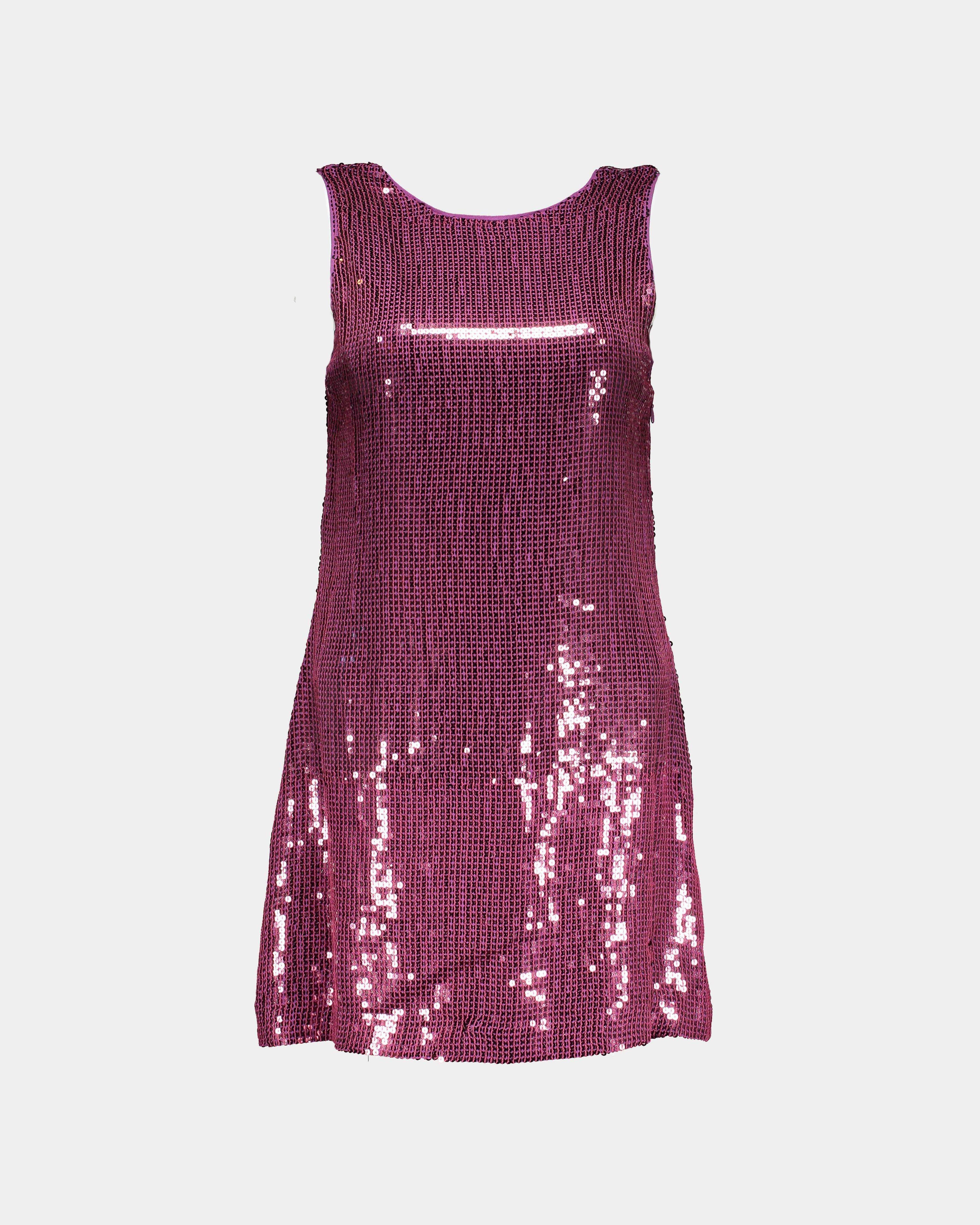 Alice Olivia Purple cascading sequin dress lemlo
