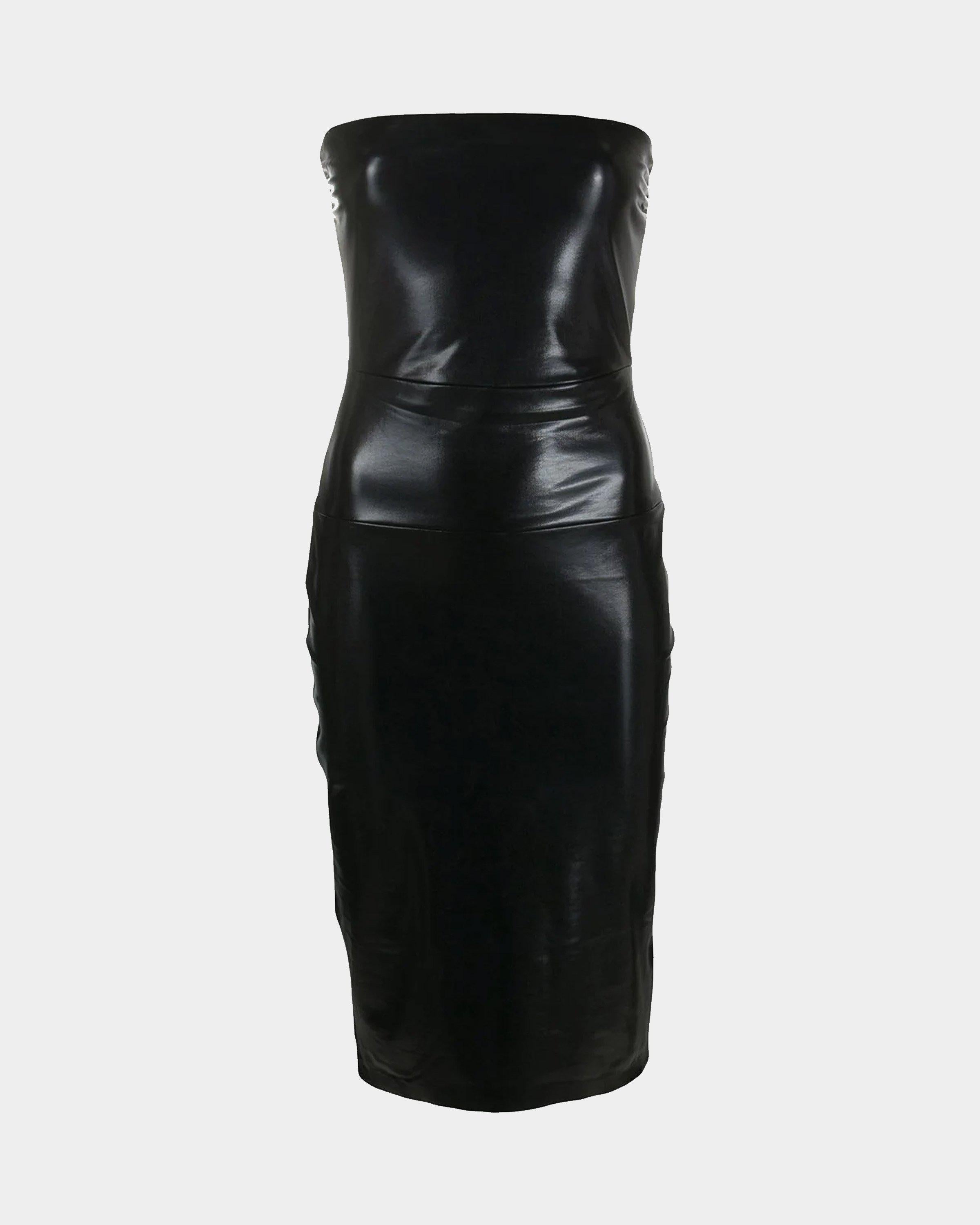 norma kamali faux leather dress Norma Kamali
