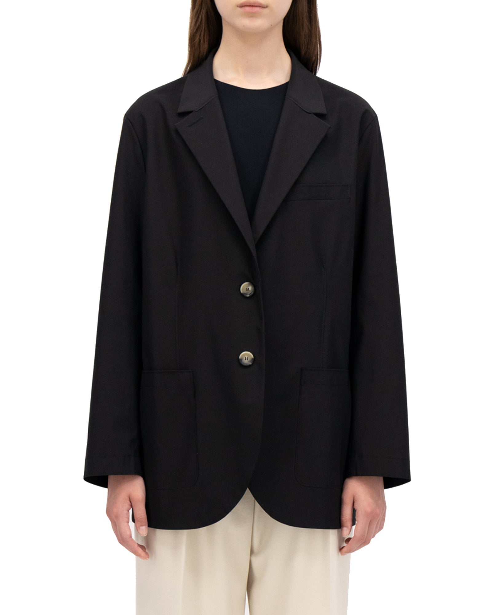 Harris Wharf London | Blazer Boyfriend Travel in black technical 