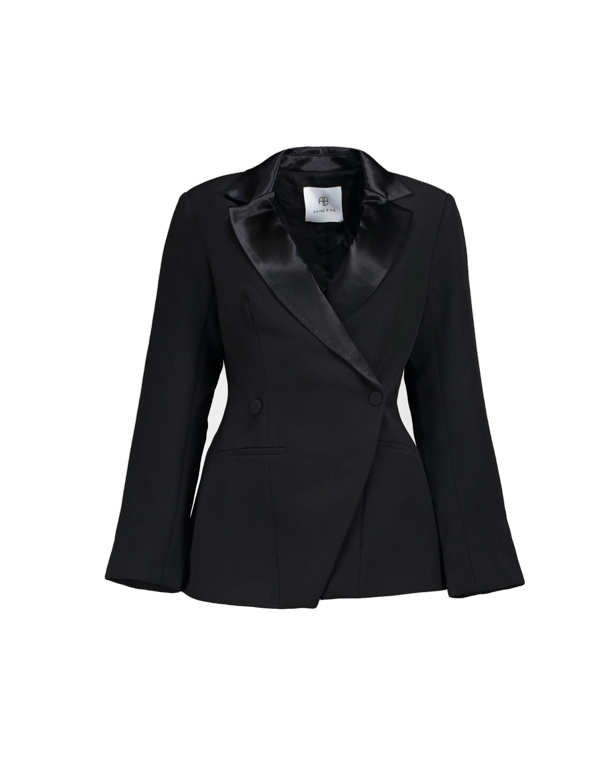 Anine Bing Black Ade tuxedo blazer leml