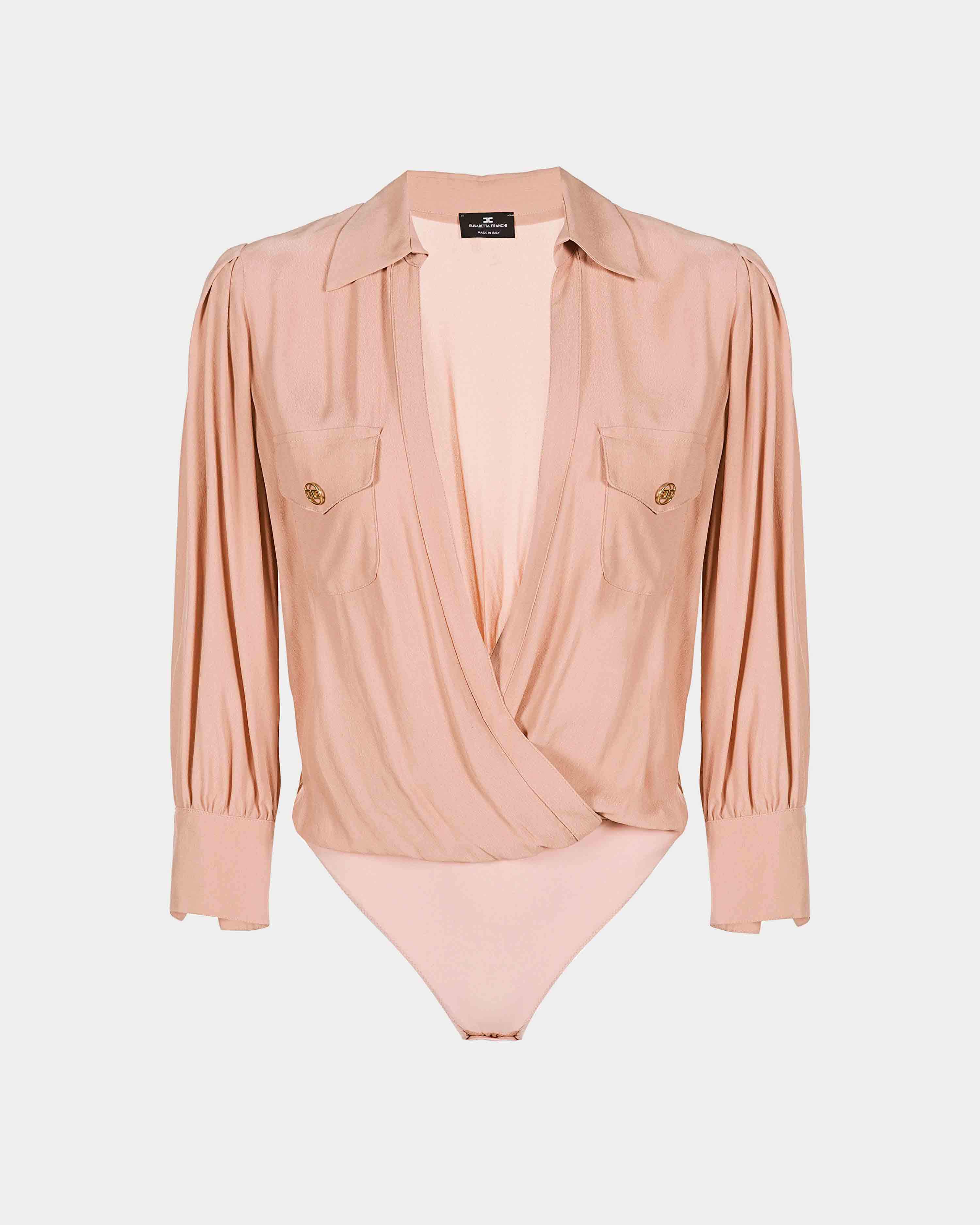 Elisabetta Franchi Body shirt with antique pink pockets – lemlò