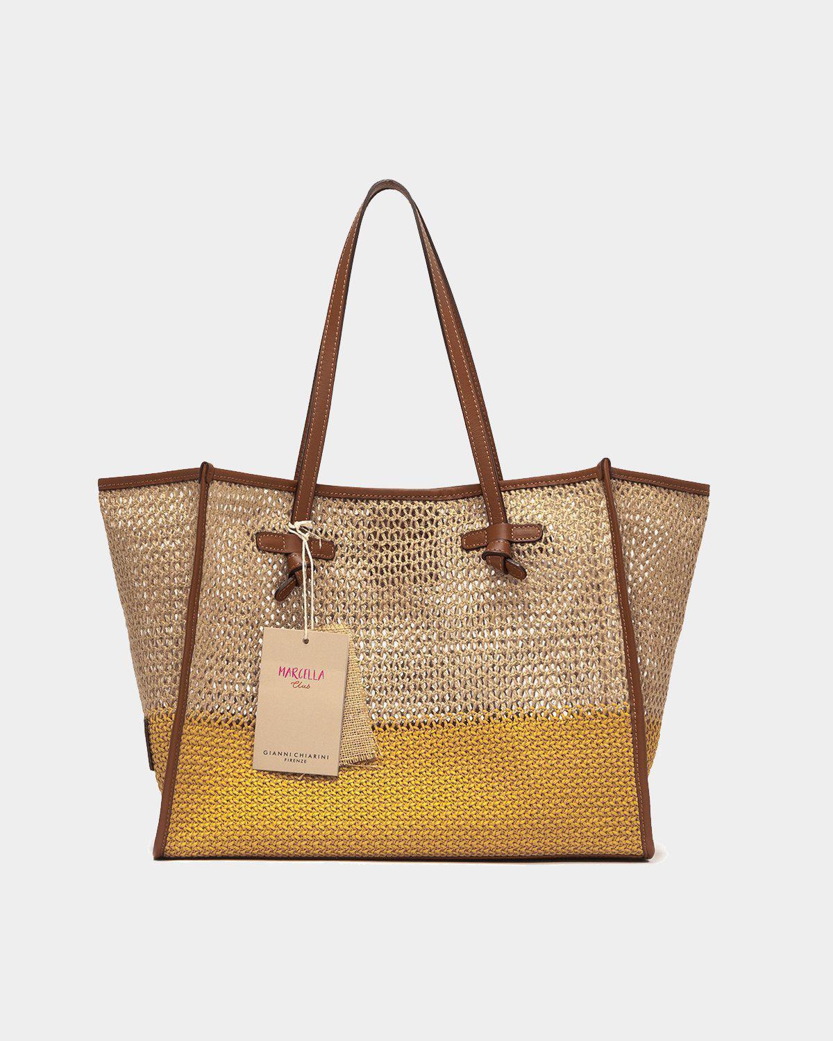 Gianni Chiarini Borsa Marcella Canabic paglia custard cuoio