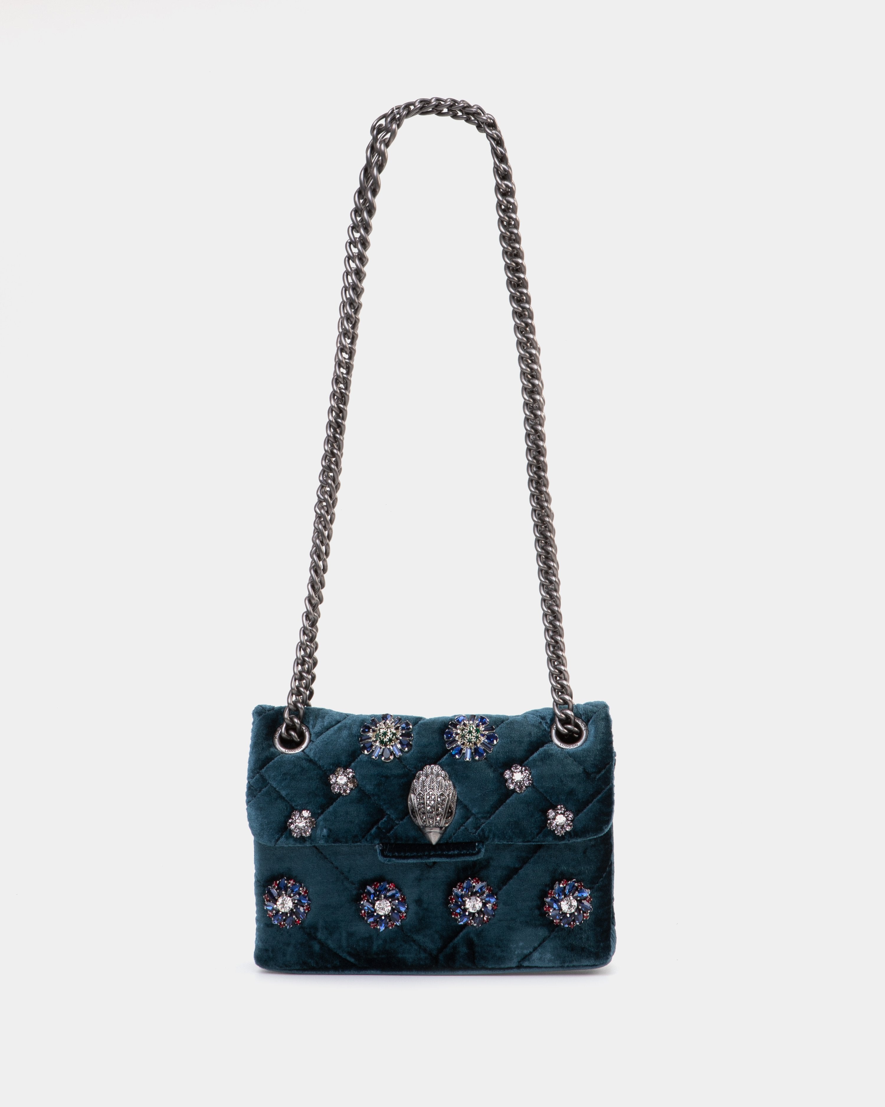 KURT GEIGER Borsa Mini Velvet velluto verde acqua leml