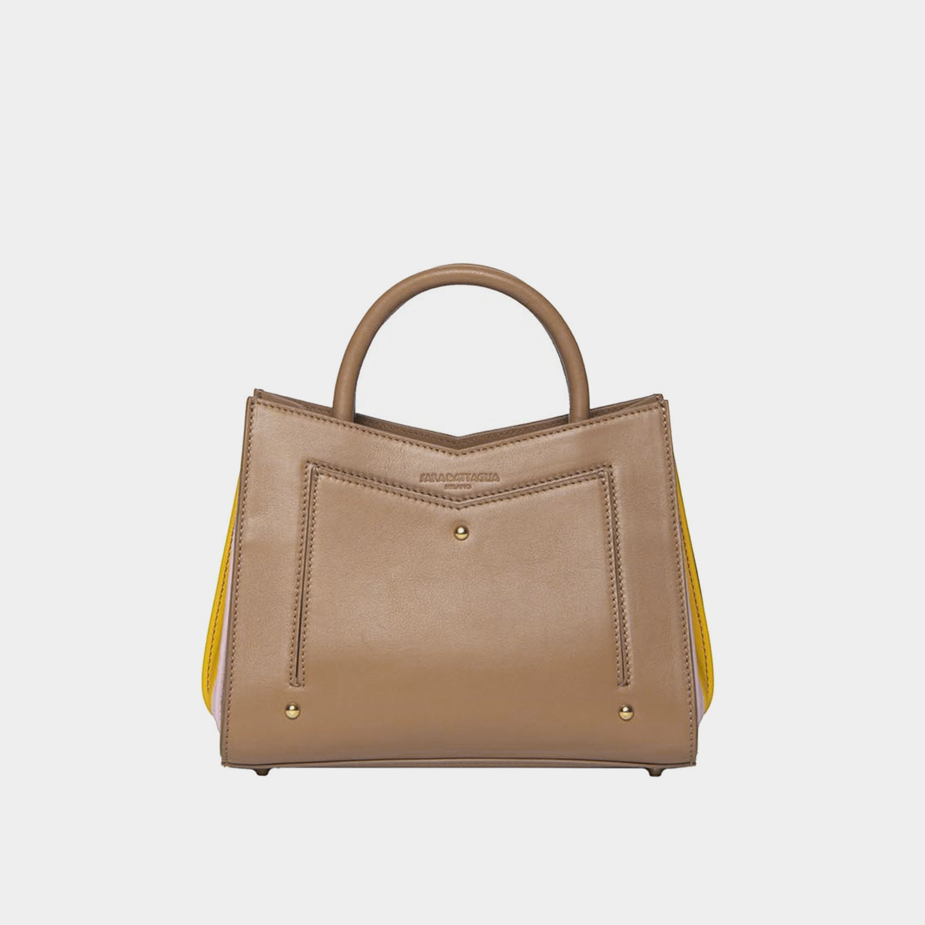Sara Battaglia Borsa Plisse Toy Tote pelle nocciola multicolor lemlo