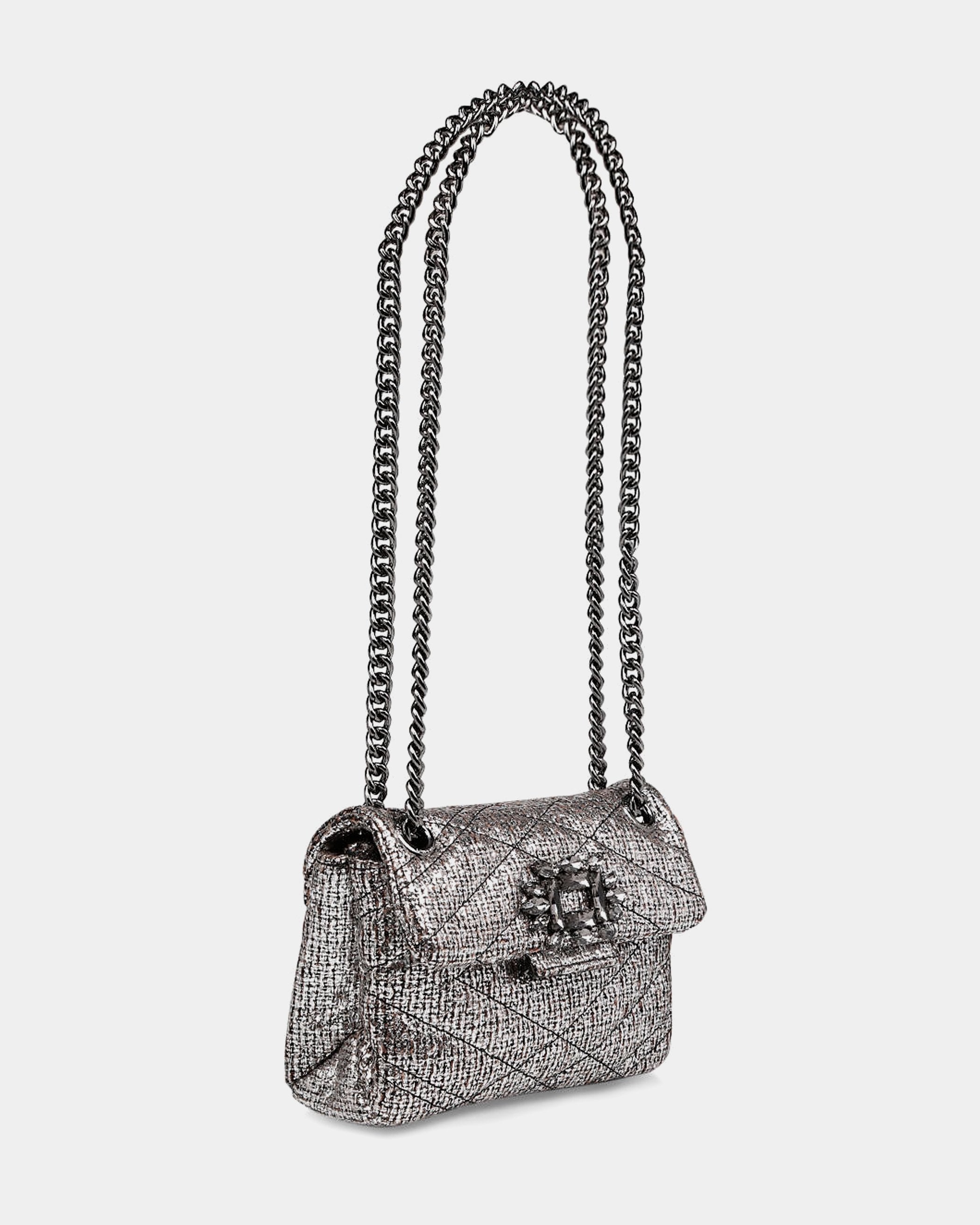 Kurt Geiger Tweed Mini Mayfair silver bag lemlo
