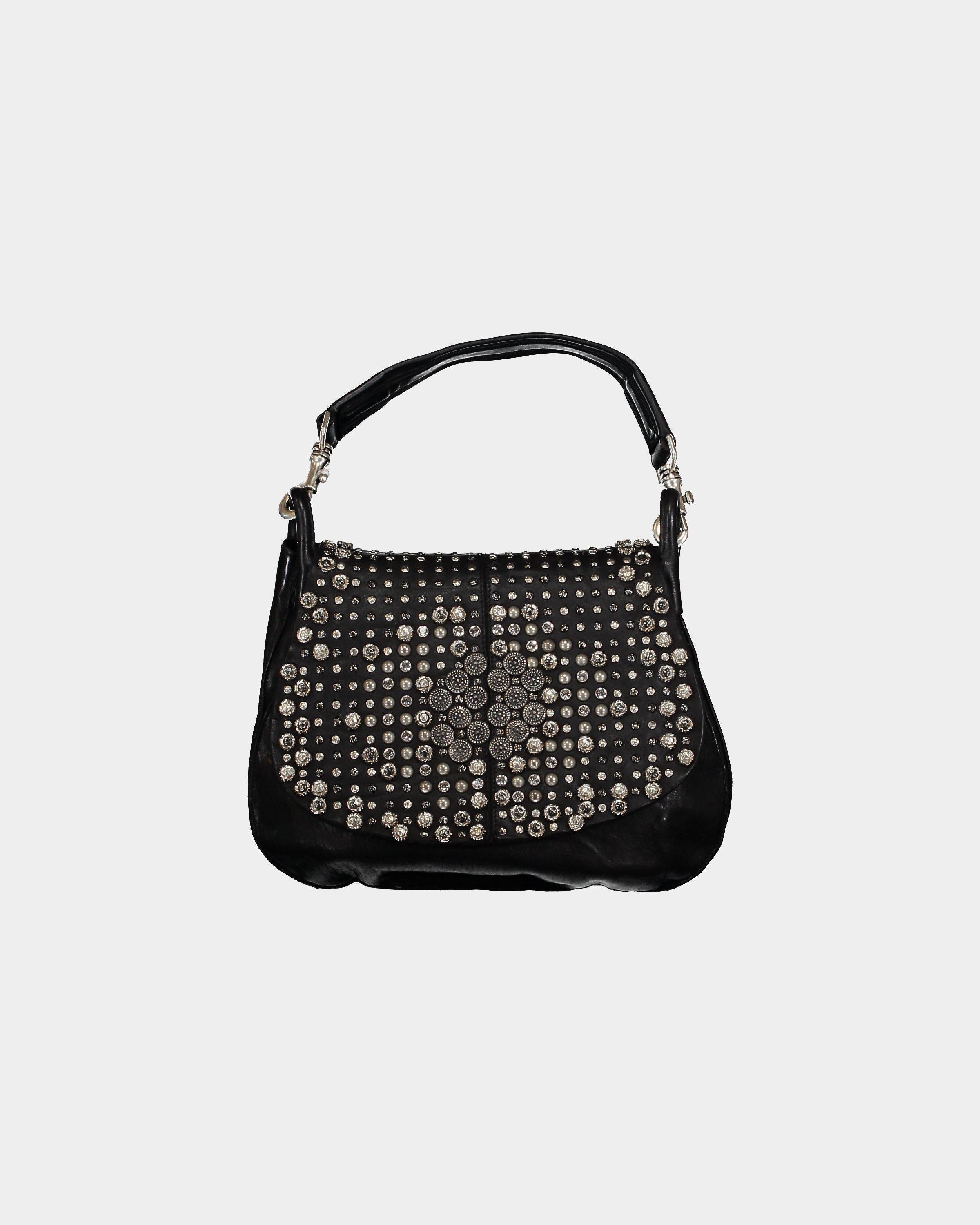 Campomaggi Borsa monospalla pelle nera borchie – lemlò