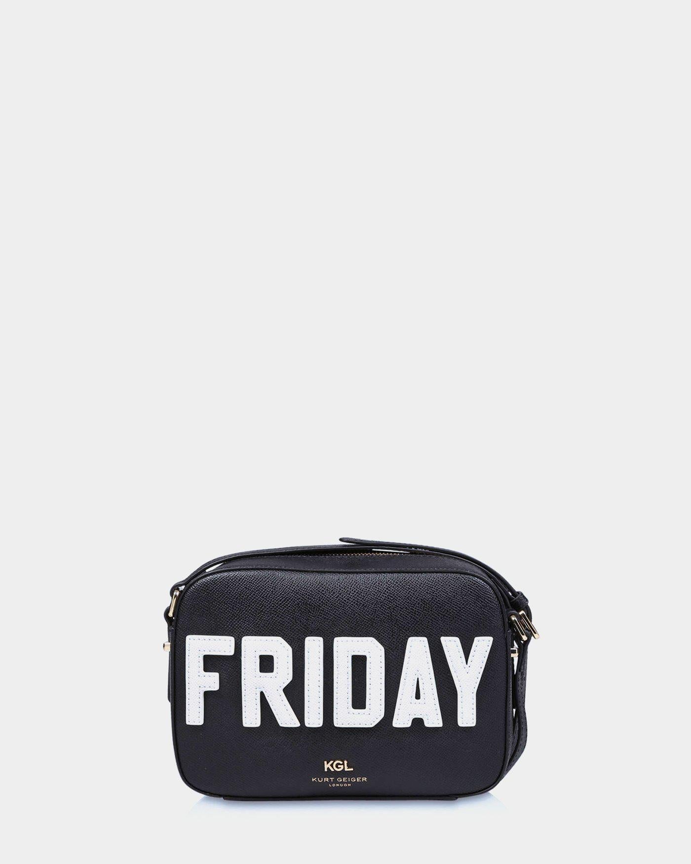 Kurt Geiger New Saff Richmond Crossbody shoulder bag in black leather lemlo