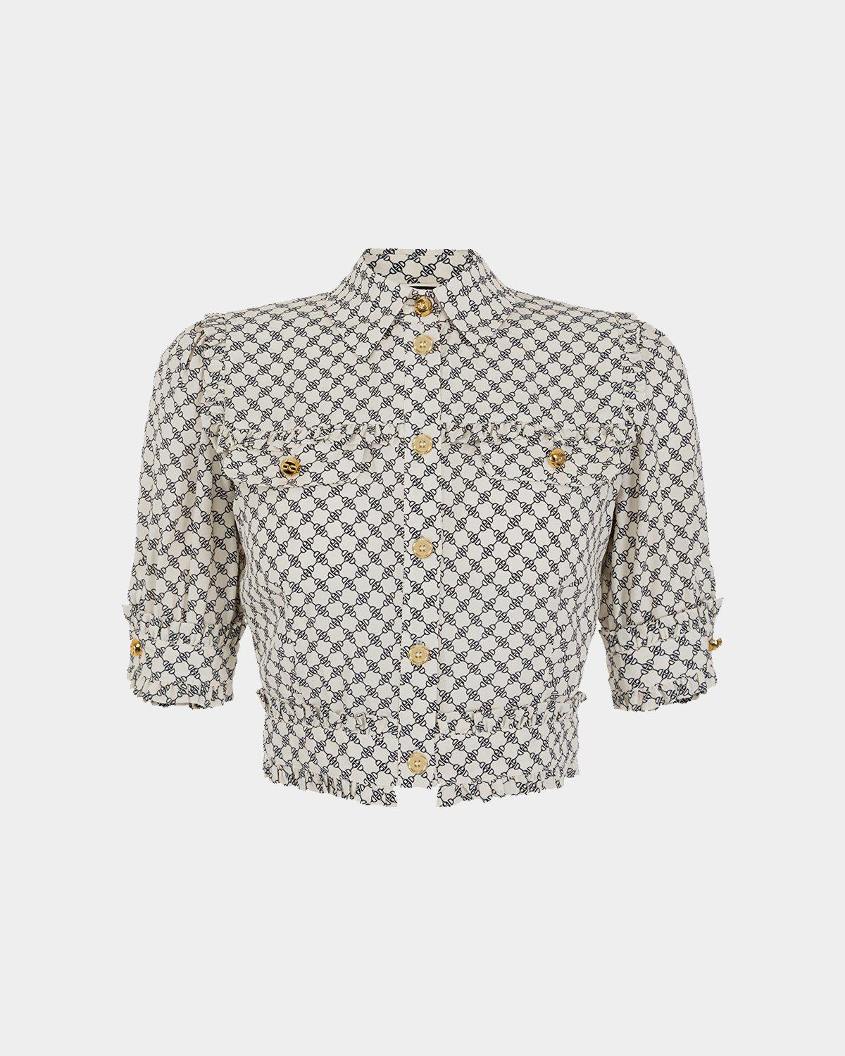 Elisabetta Franchi Camicetta crop stampa morsetto