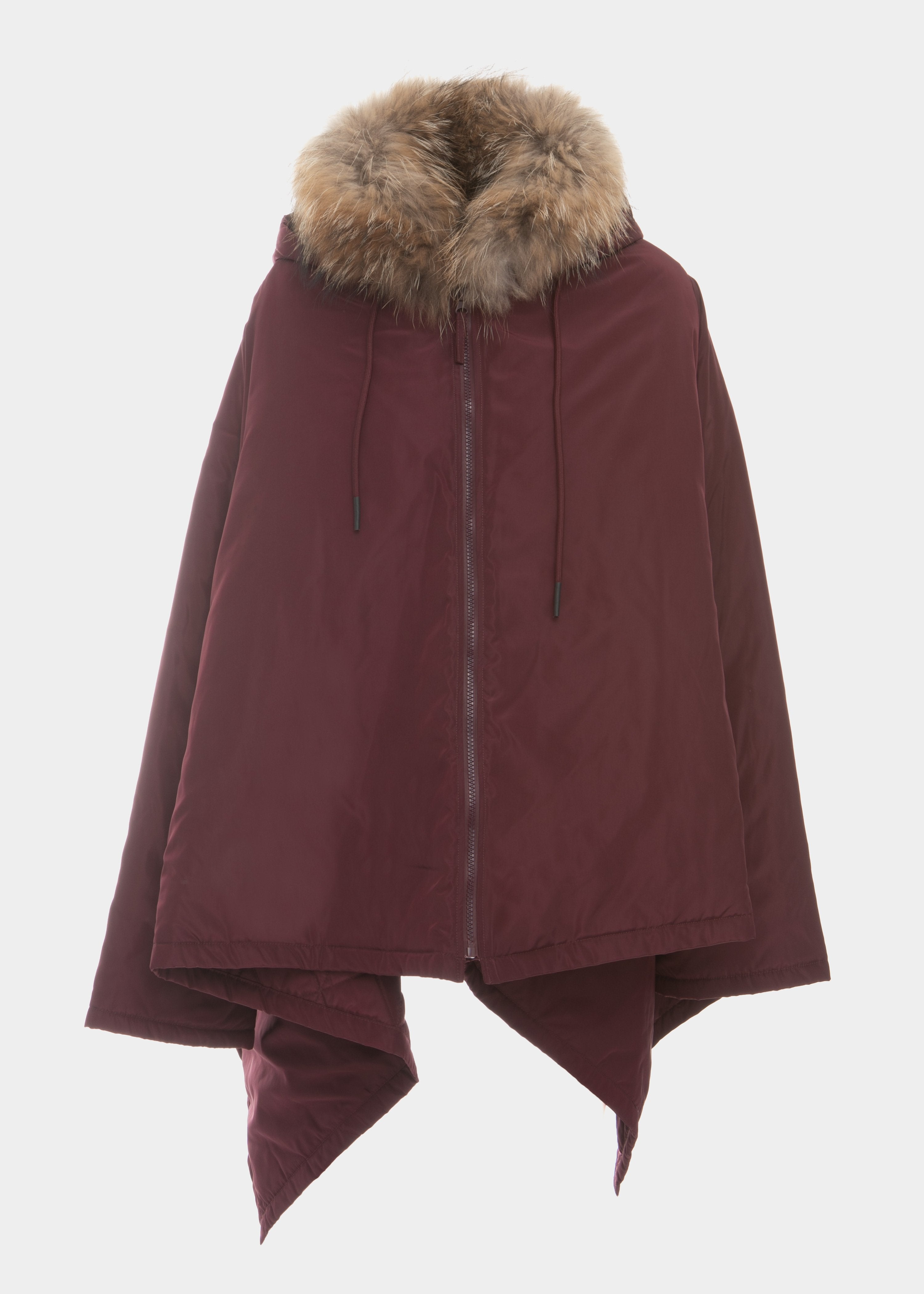 Liviana Conti Burgundy fur waterproof cape - Main Image