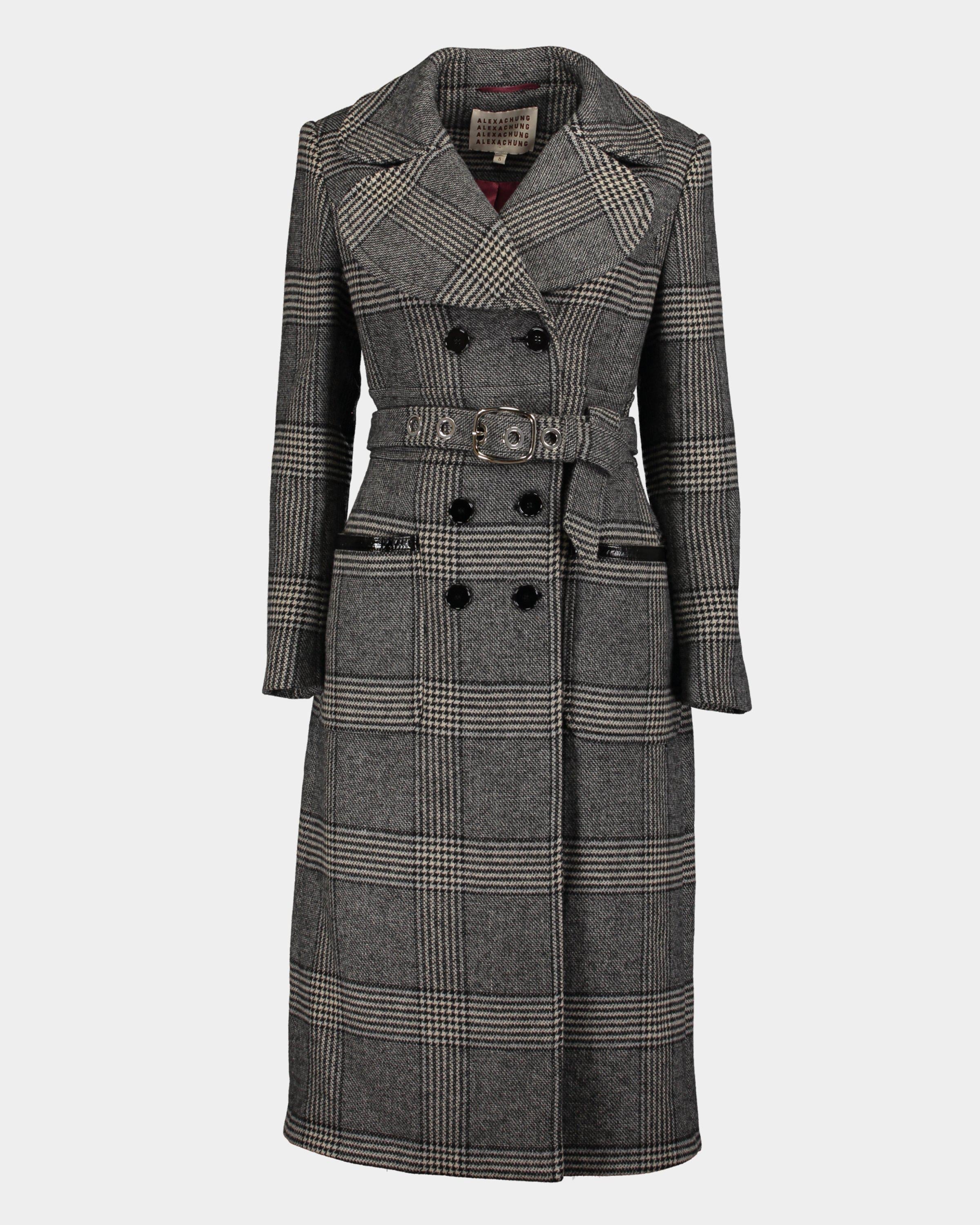 Alexa Chung Long houndstooth wool coat