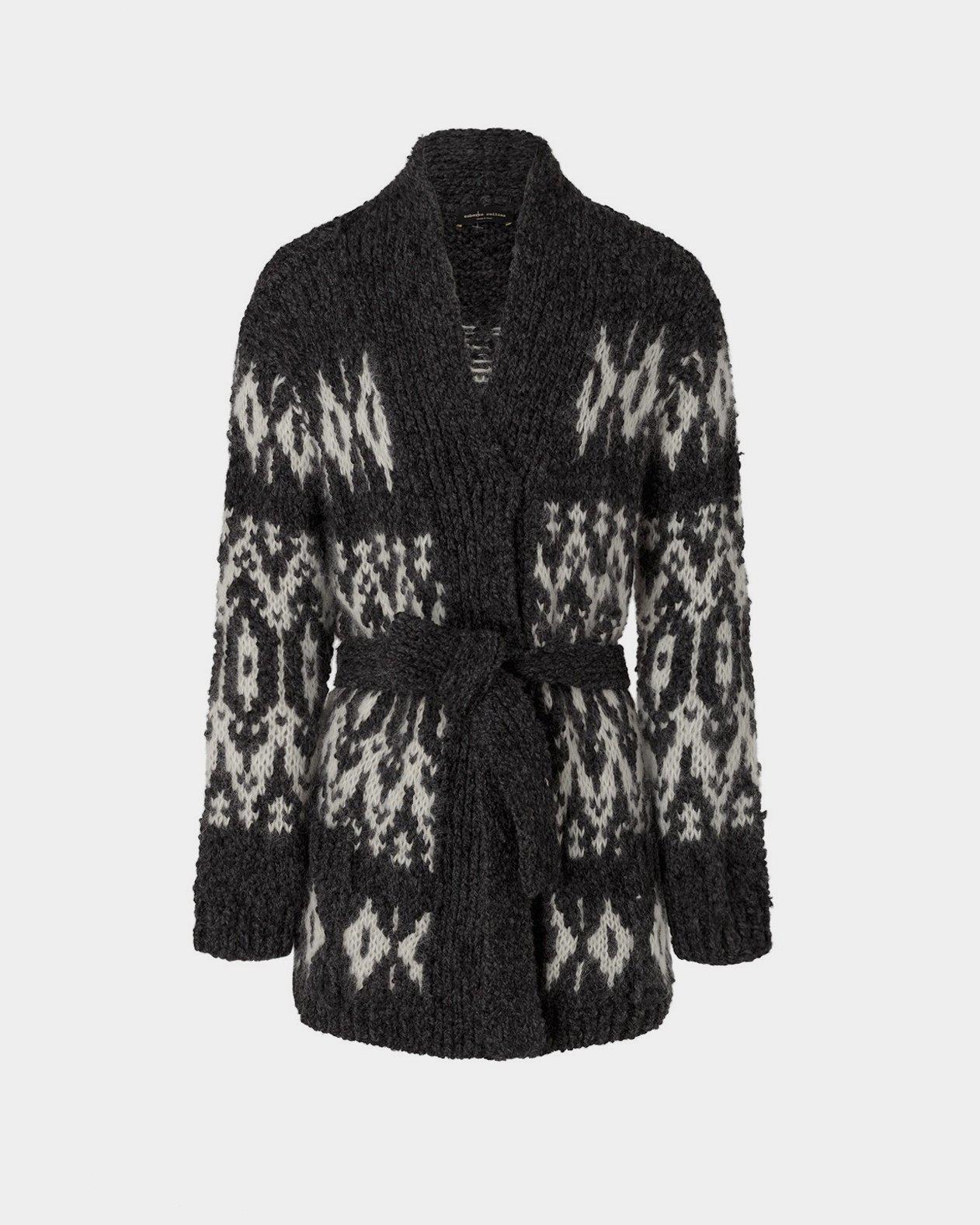 Roberto Collina | Maxi gray jacquard cardigan – lemlò