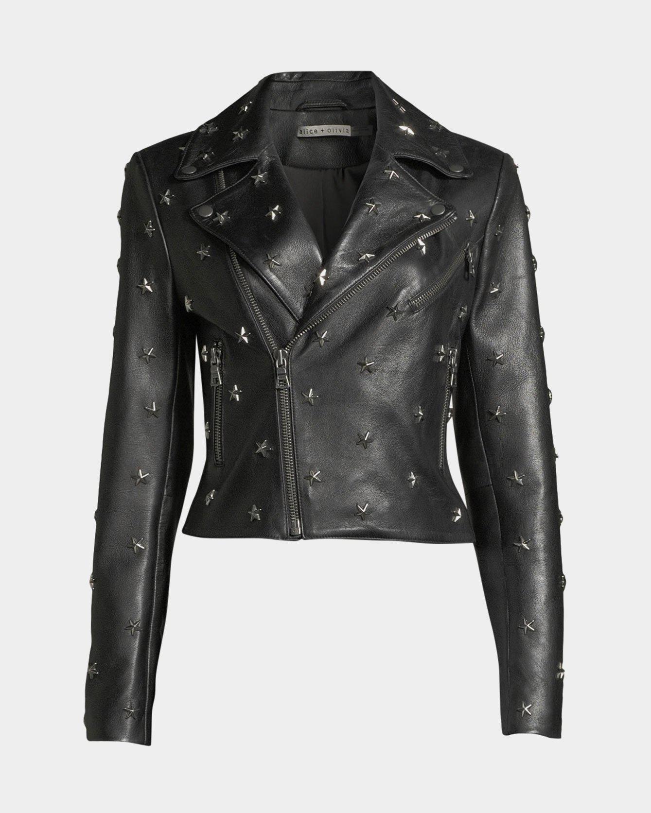 Alice and olivia cody leather jacket cheap