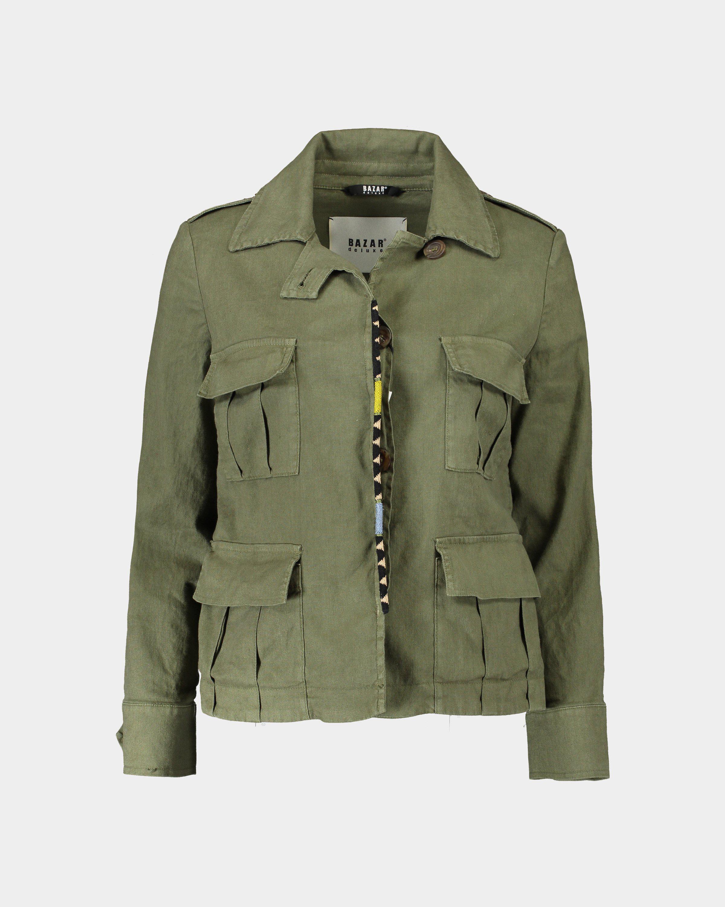 Bazar Deluxe Giacca cotone lino verde - Main Image
