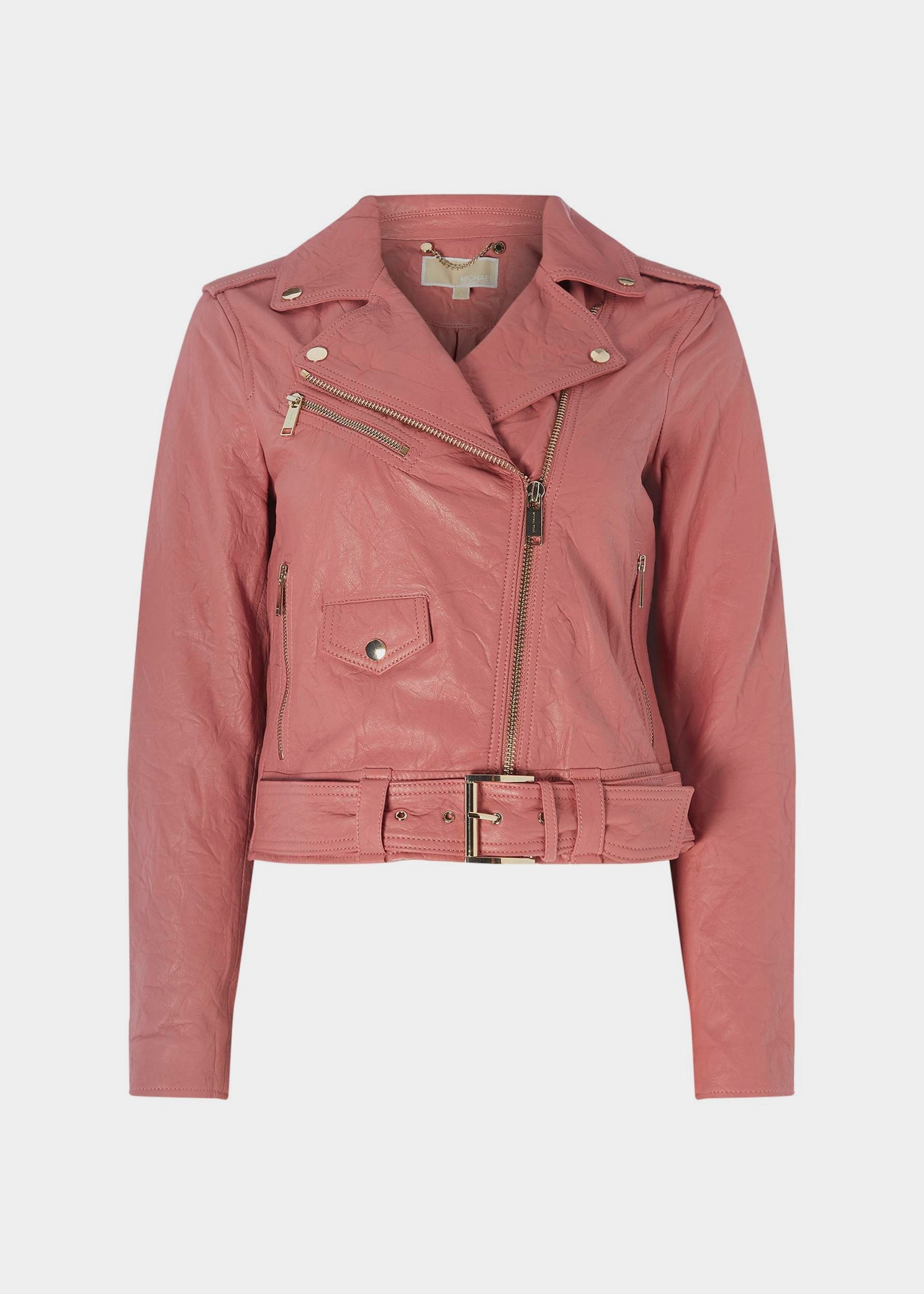 Michael Kors Classic Moto leather jacket pink - Main Image