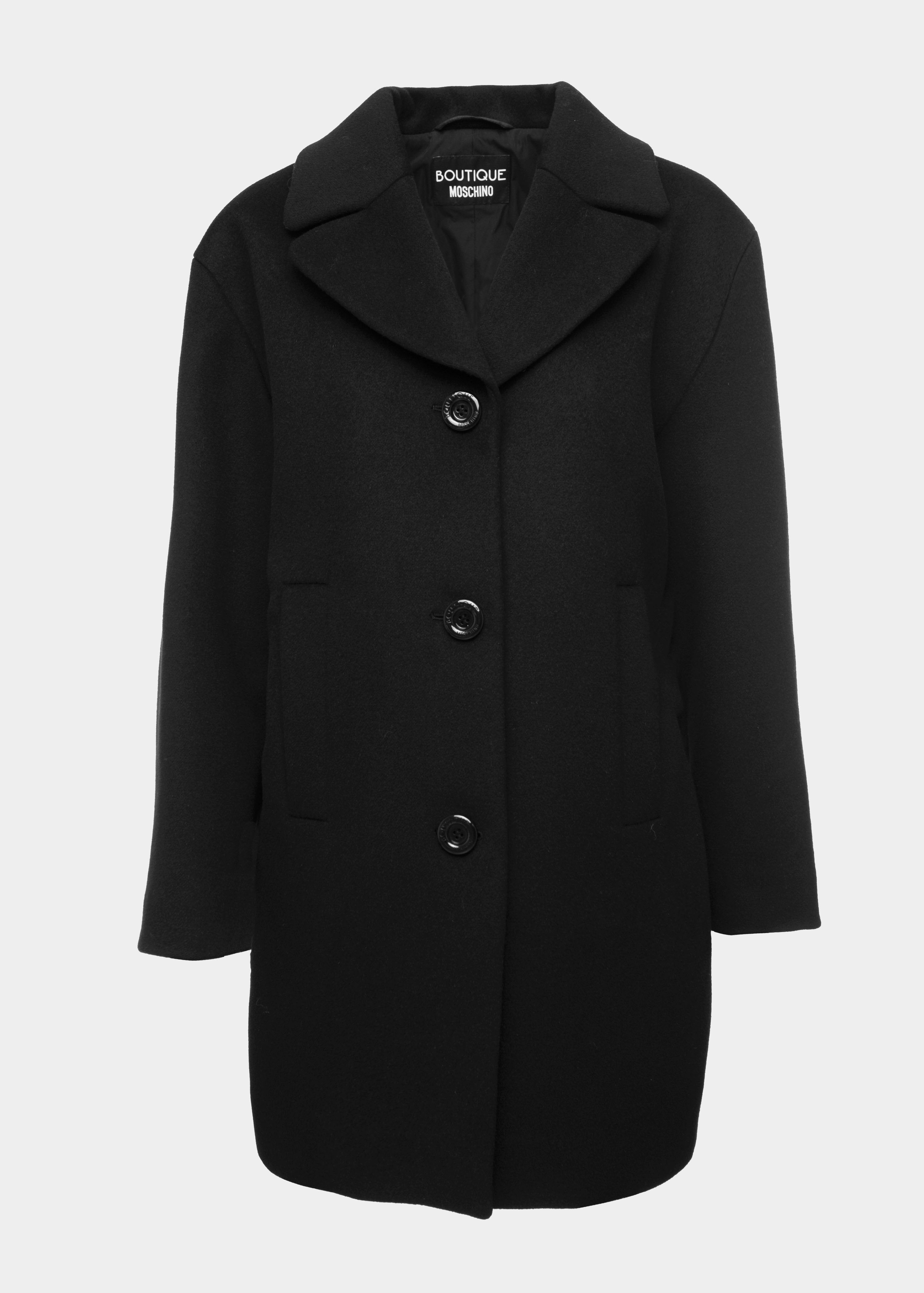 Moschino Boutique Black wool coat with lapels lemlo