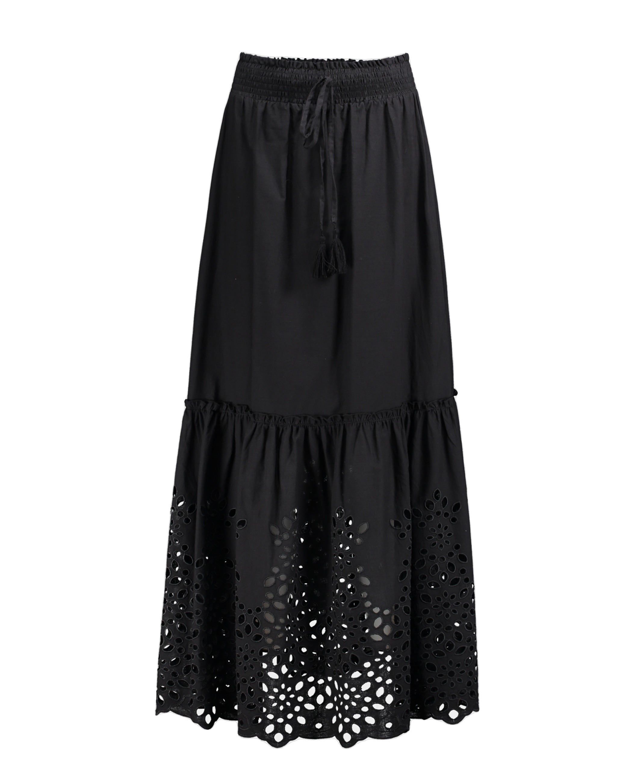 Ermanno Florence Long black Sangallo lace skirt